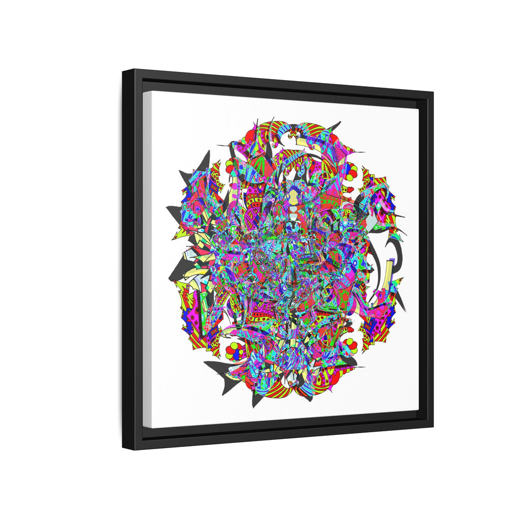 Neon Waffle Monster 12 Framed Canvas Art — Psychedelic Geometric Wall Print