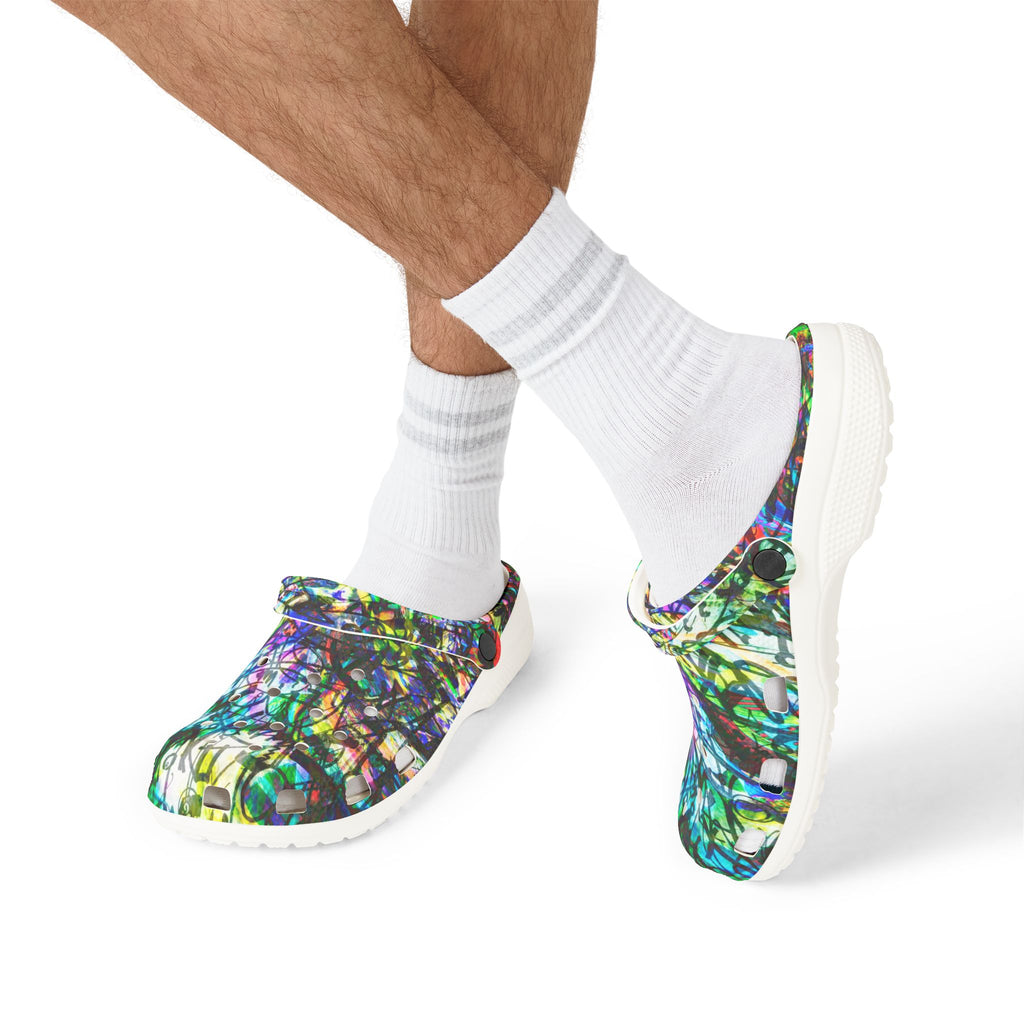 The Real Time Is Now 2015 - Abstract Colorful Garden EVA Foam Clogs — Lightweight Printed Slip-On Shoes