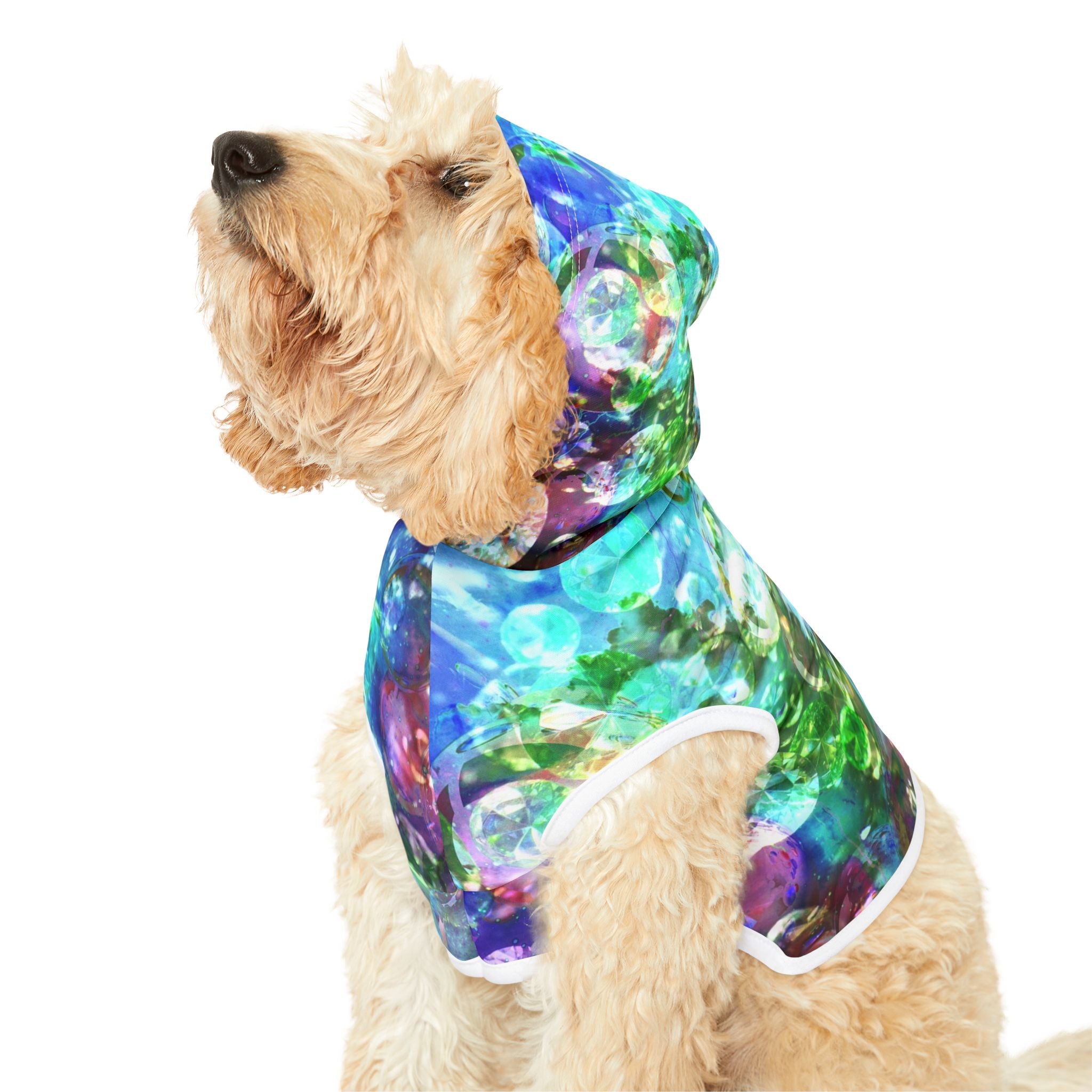 Bubbles Galore 7 Pet Hoodie — Aqua Blue Bubble Print Dog & Cat Hoodie
