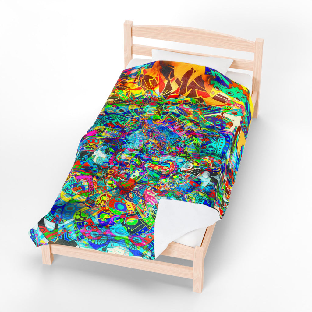 HYPERDIMENSIONAL SURFER Plush Blanket — Psychedelic Abstract Throw
