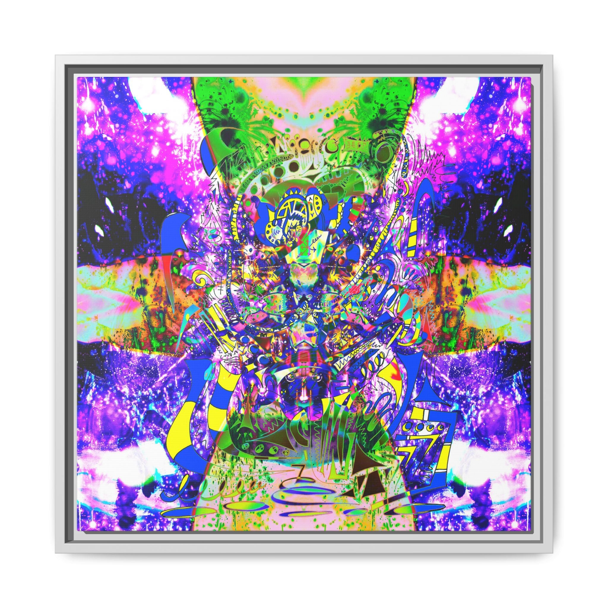 Alien Darkness 9 Framed Canvas Art — Vibrant Multi-Color Wall Decor
