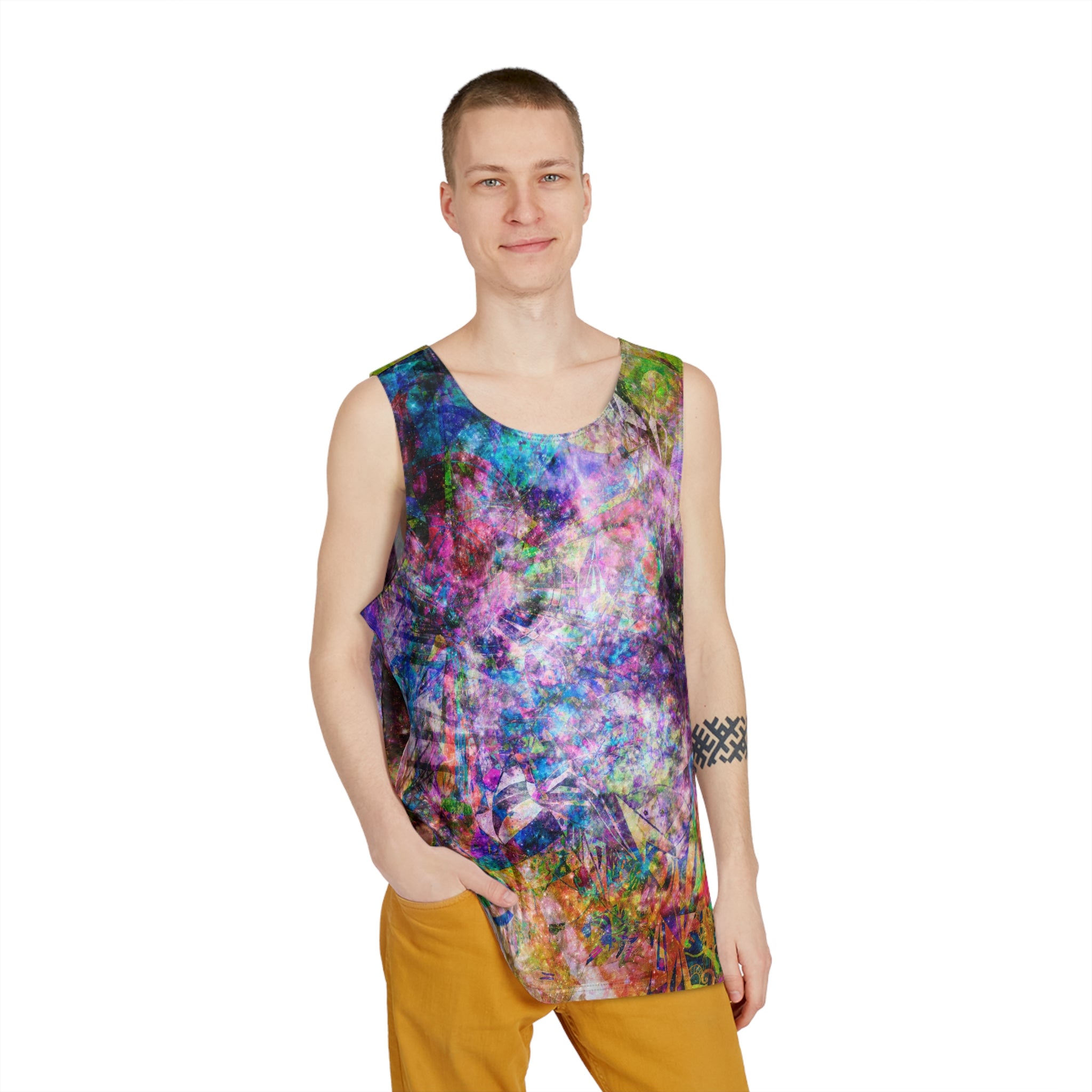 Space Shower 2 - Psychedelic All-Over Print Tank Top — Colorful Abstract Tie-Dye Festival Shirt