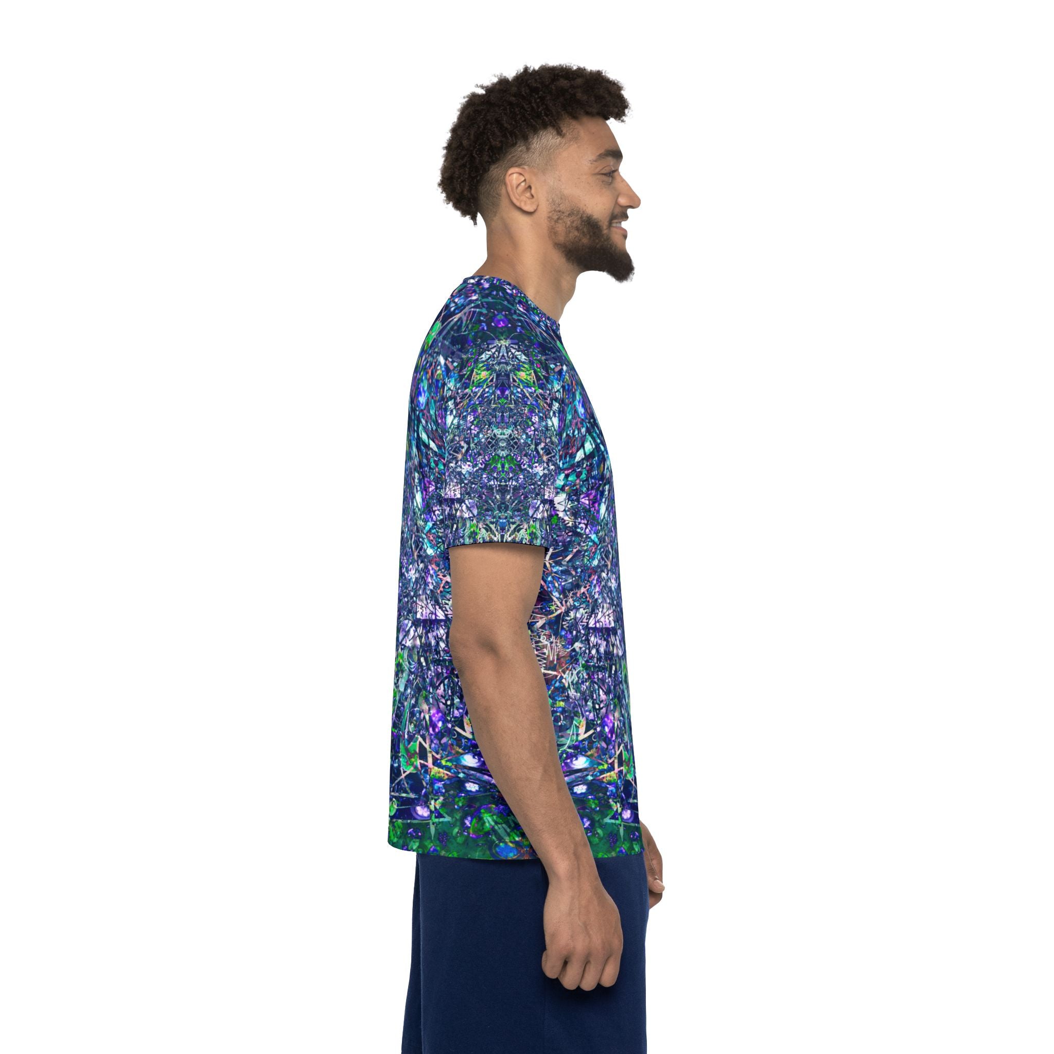 KAWABONGA All-Over Print Men's Athletic Jersey — Blue Green Abstract Kaleidoscope