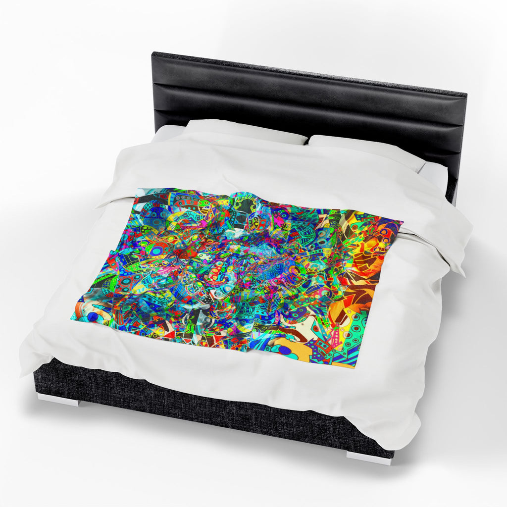 HYPERDIMENSIONAL SURFER Plush Blanket — Psychedelic Abstract Throw