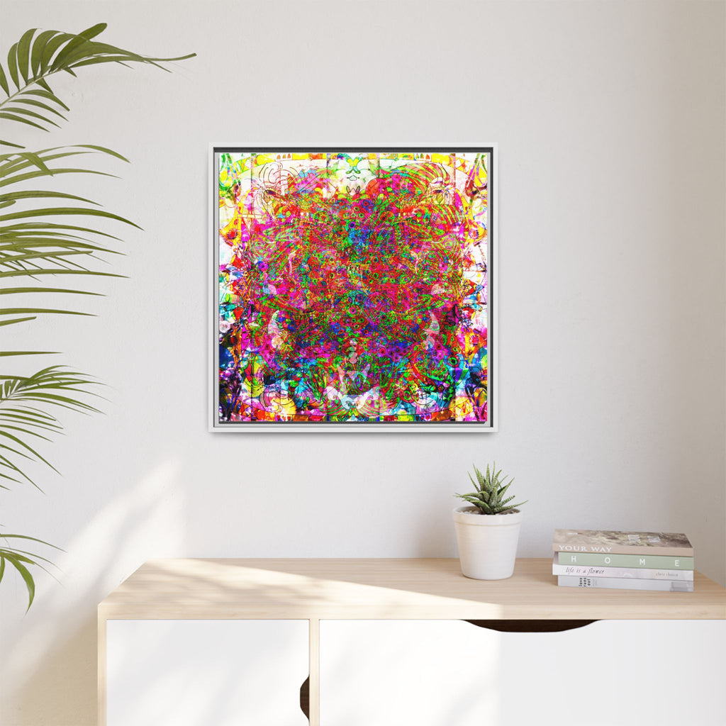 Neon Swirl Party Extravaganza Canvas Art — Vibrant Kaleidoscope Wall Print