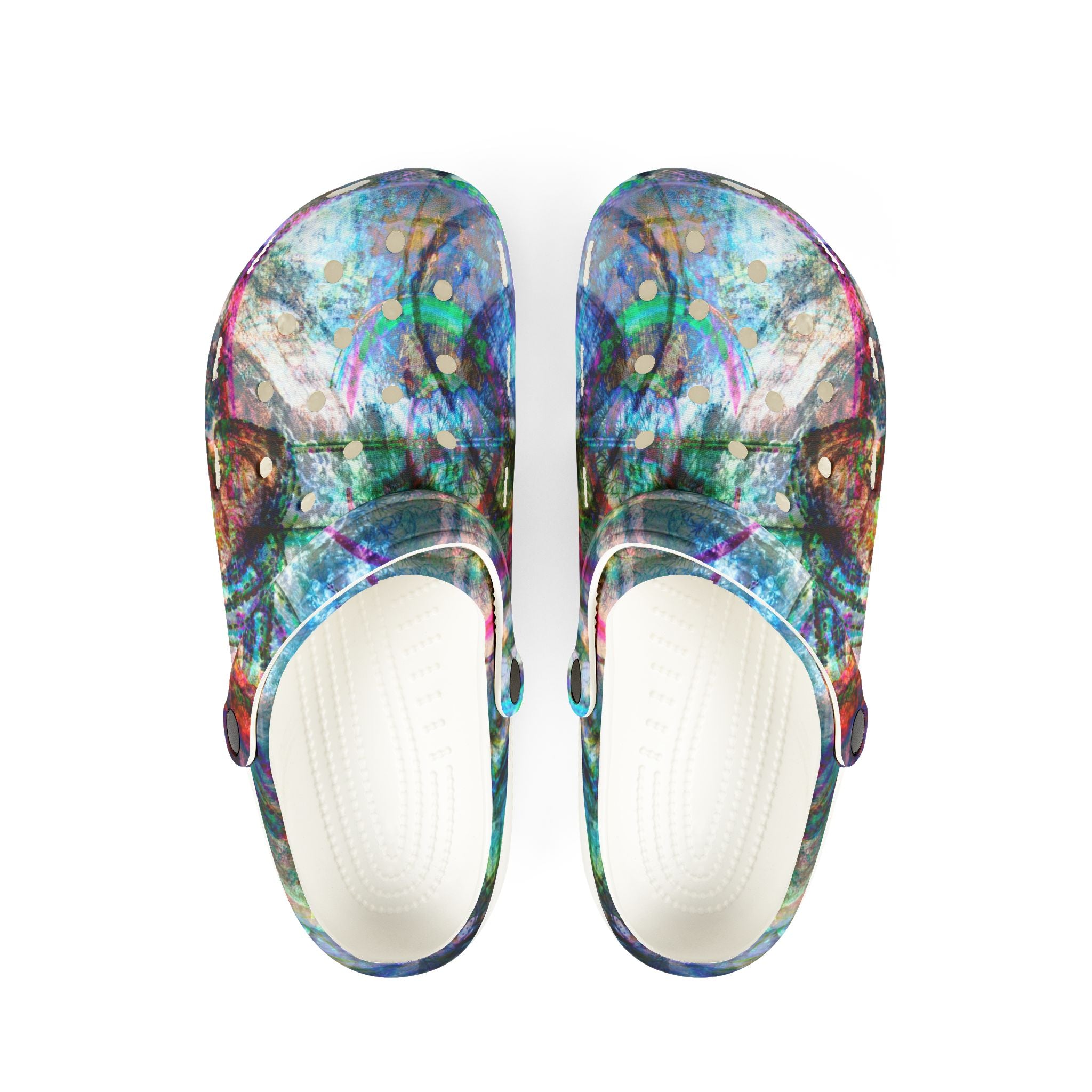 Mega Millionz Abstract Watercolor Garden Clogs — Colorful EVA Foam Slip-On Shoes