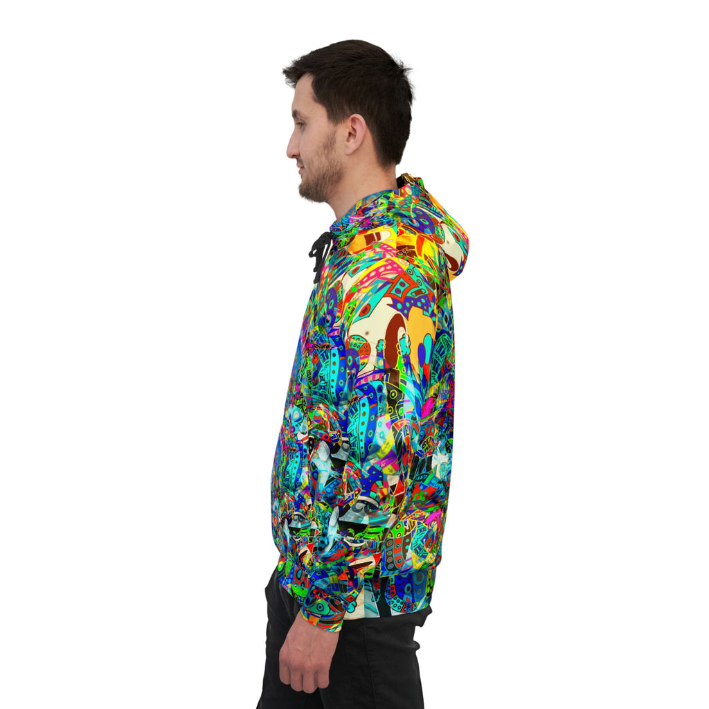 HYPERDIMENSIONAL SURFER - Psychedelic All-Over Print Hoodie — Vibrant Abstract Athletic Pullover