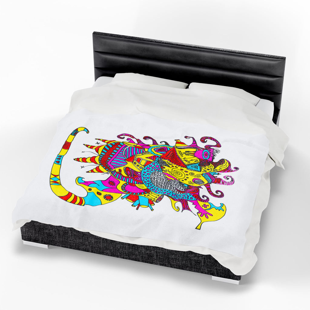 Neon Masquerade Plush Blanket — Bright Boho Throw