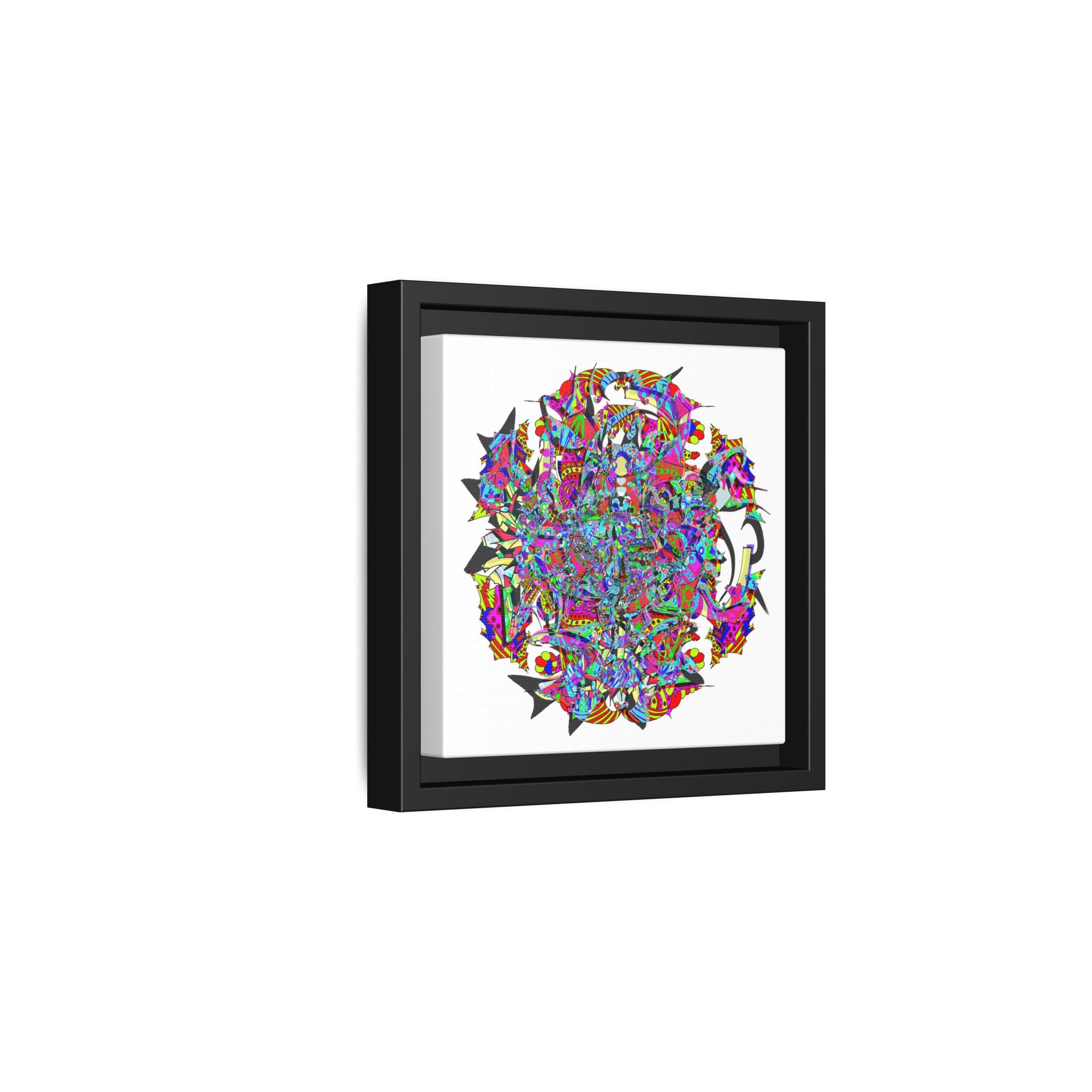 Neon Waffle Monster 12 Framed Canvas Art — Psychedelic Geometric Wall Print