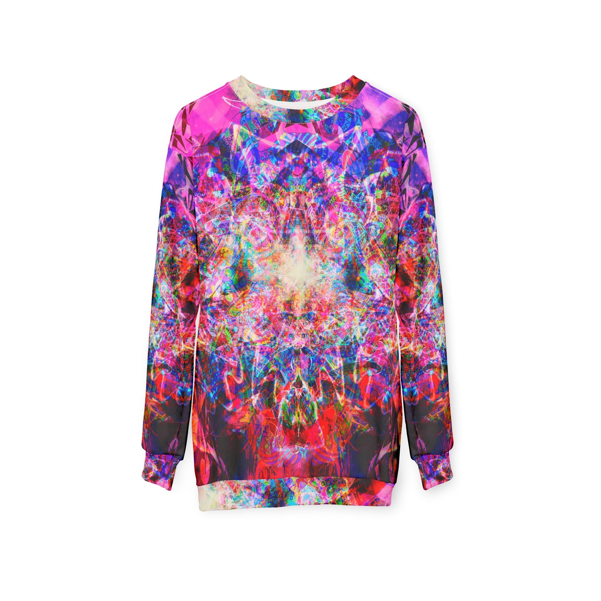 Arashaya - Psychedelic Kaleidoscope Sweatshirt — Vibrant All-Over Print Crewneck