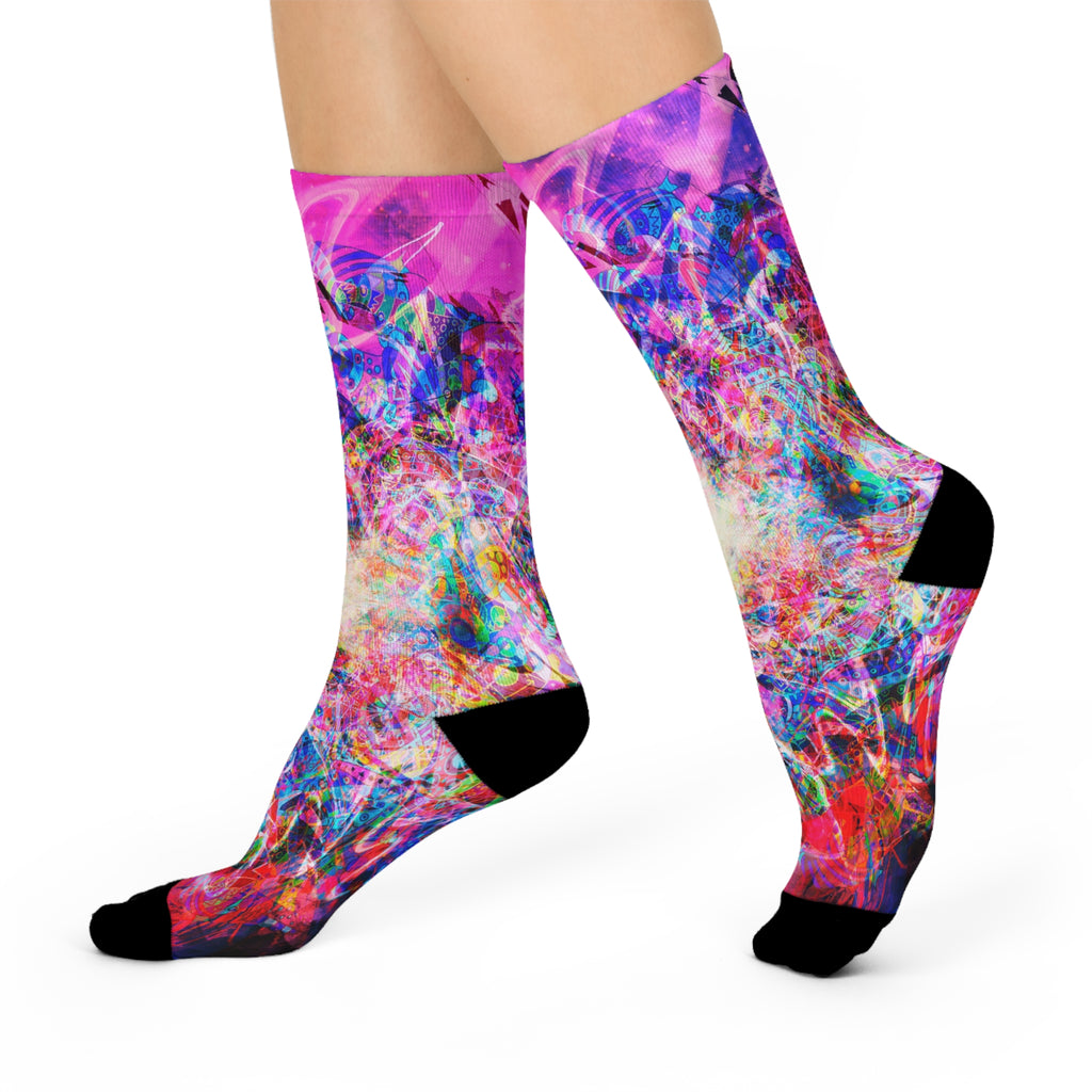 Arashaya Cushioned Crew Socks — Colorful Abstract Visionary Sock Art