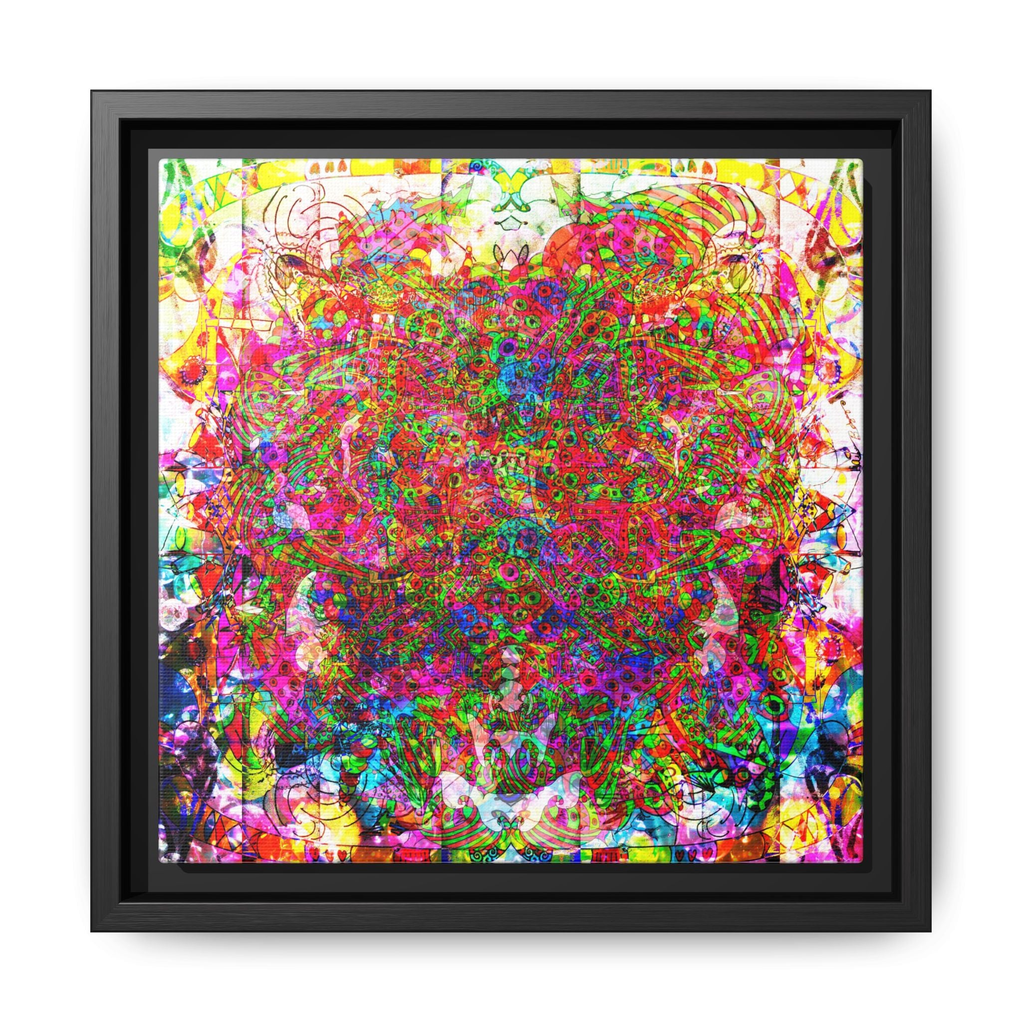 Neon Swirl Party Extravaganza Canvas Art — Vibrant Kaleidoscope Wall Print