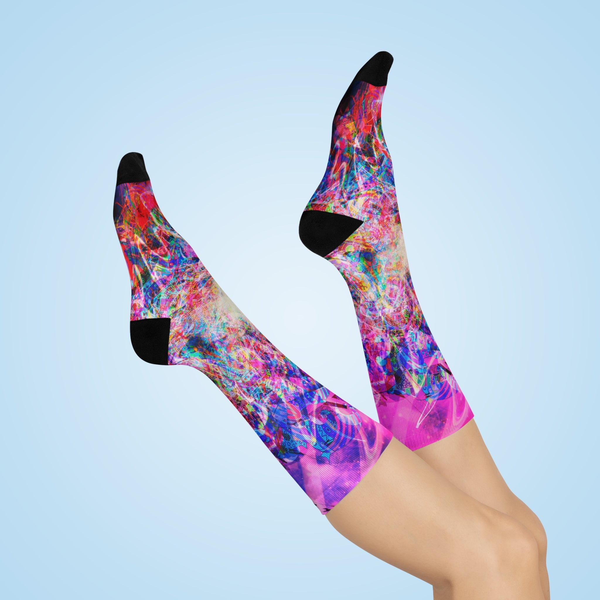 Arashaya Cushioned Crew Socks — Colorful Abstract Visionary Sock Art