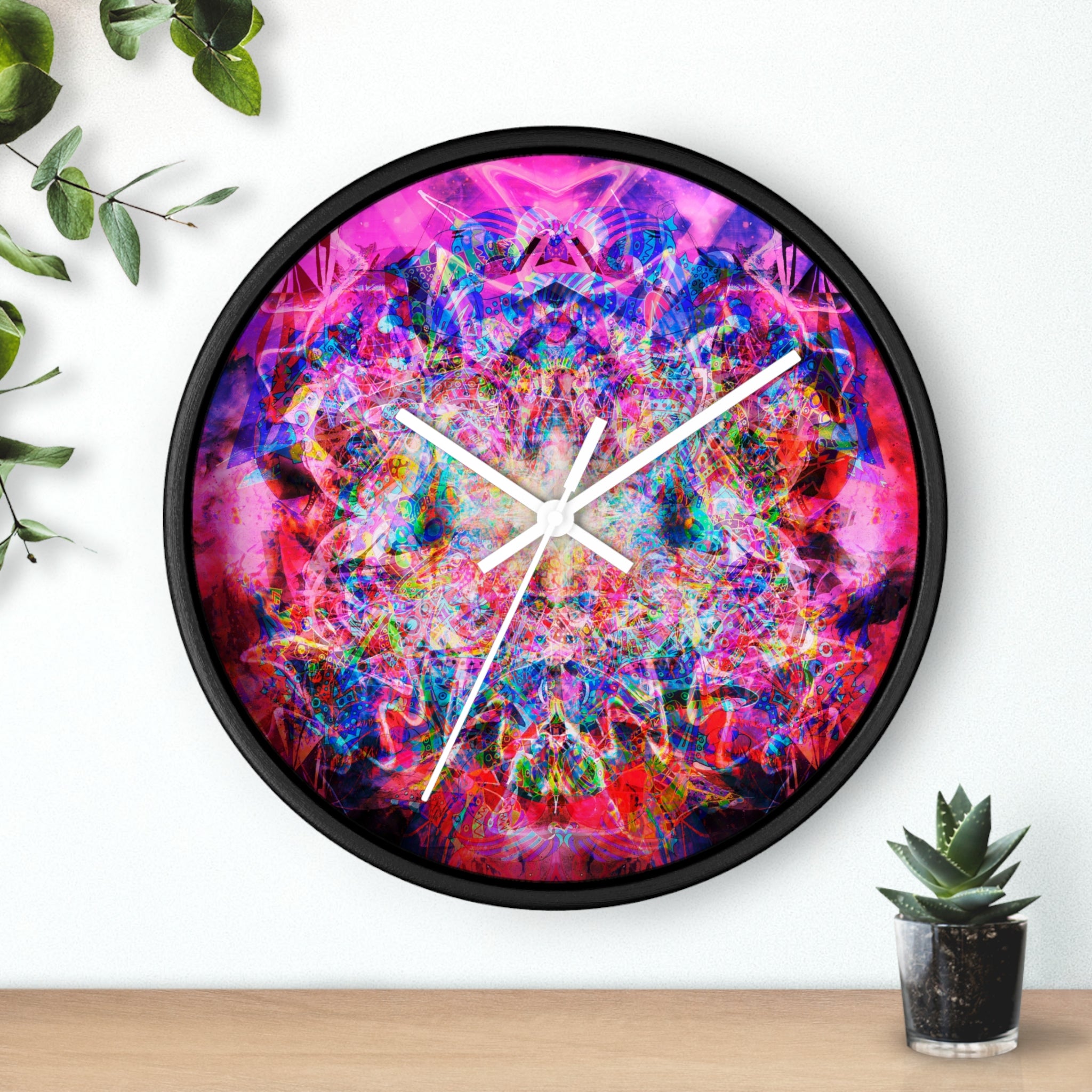 Arashaya - Psychedelic Kaleidoscope Wall Clock — Vibrant Abstract Art Timepiece