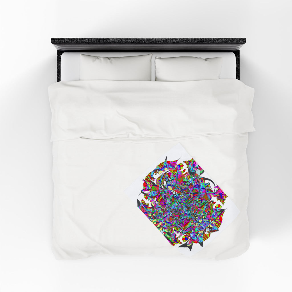 Neon Waffle Monster 12 Plush Blanket — Psychedelic Mandala Throw for Cozy Boho Décor