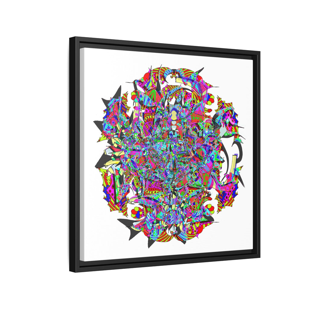 Neon Waffle Monster 12 Framed Canvas Art — Psychedelic Geometric Wall Print