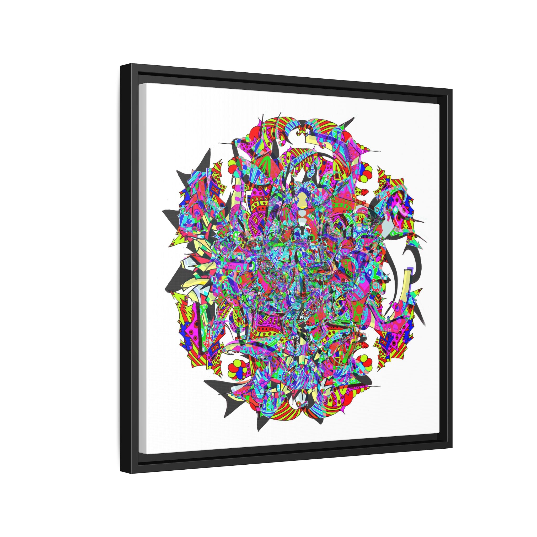 Neon Waffle Monster 12 Framed Canvas Art — Psychedelic Geometric Wall Print
