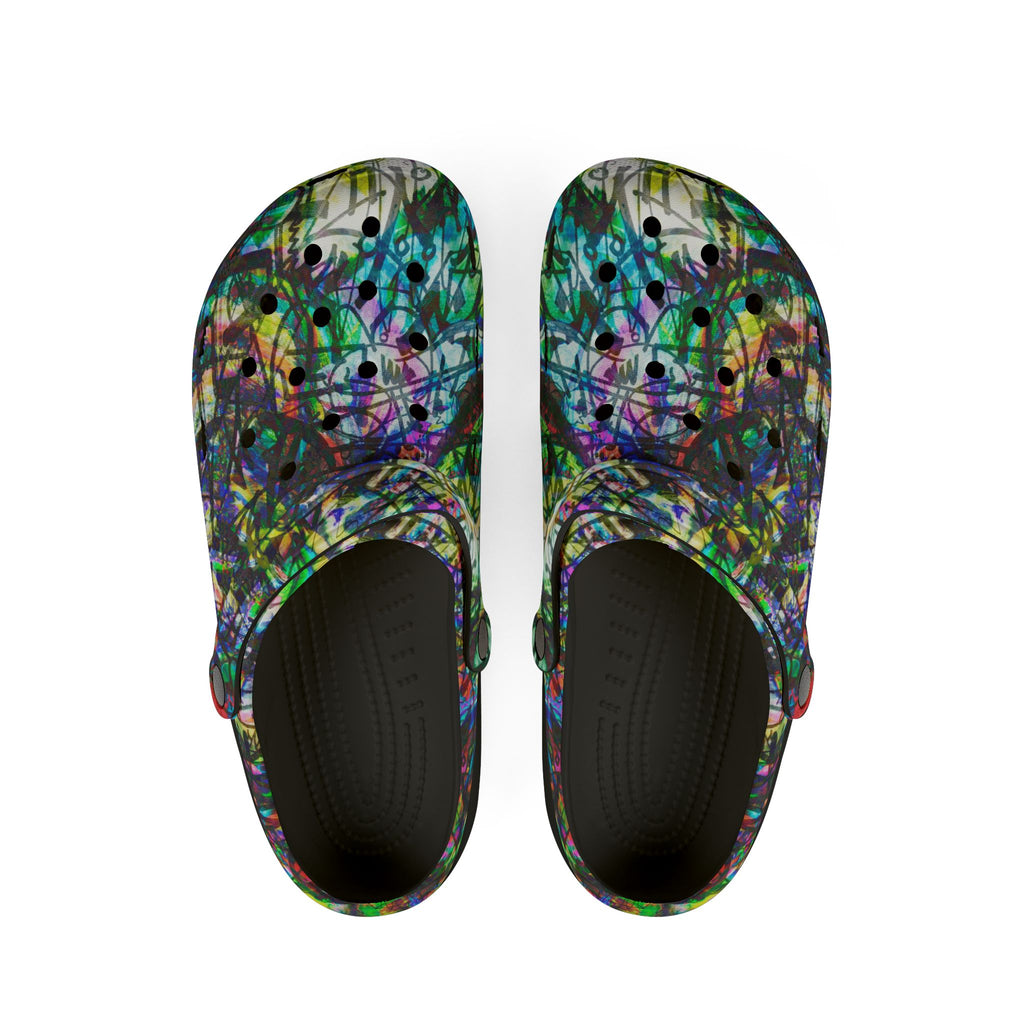 The Real Time Is Now 2015 - Abstract Colorful Garden EVA Foam Clogs — Lightweight Printed Slip-On Shoes
