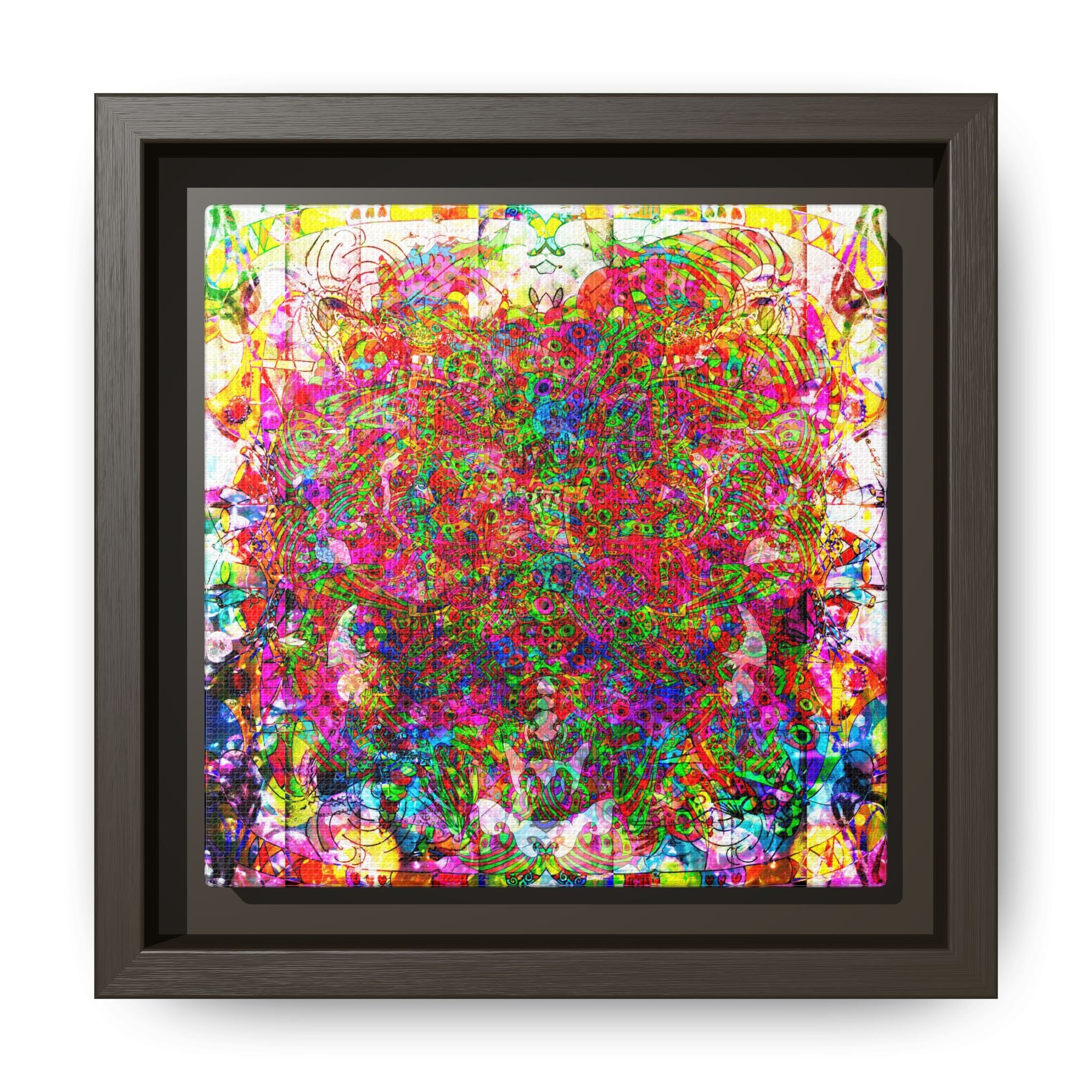 Neon Swirl Party Extravaganza Canvas Art — Vibrant Kaleidoscope Wall Print