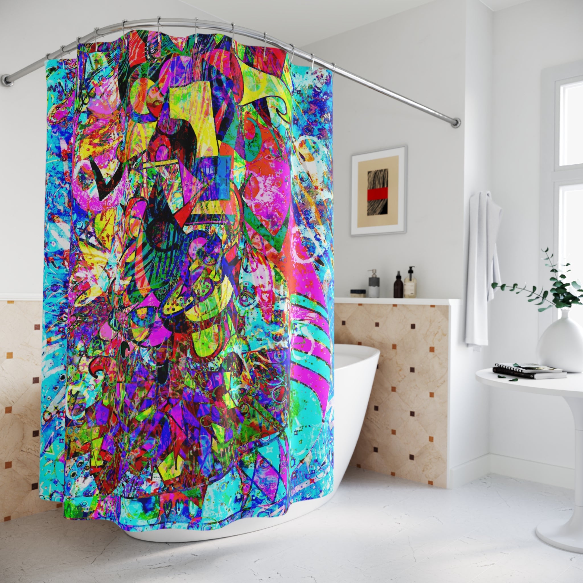Love Monster - Abstract Neon Graffiti Shower Curtain