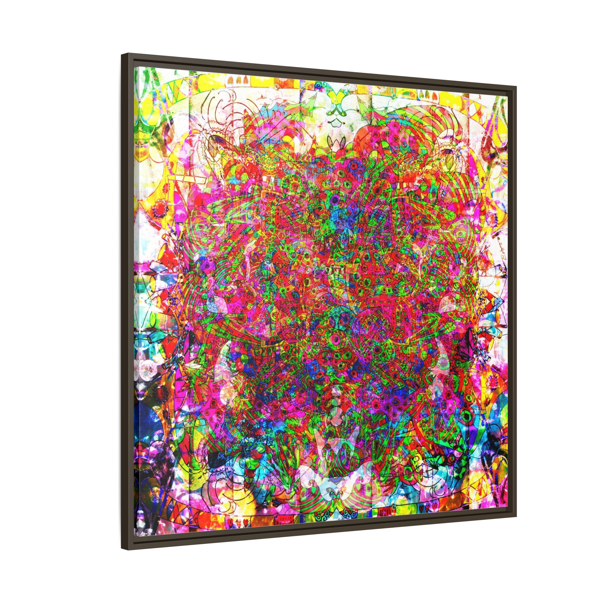 Neon Swirl Party Extravaganza Canvas Art — Vibrant Kaleidoscope Wall Print