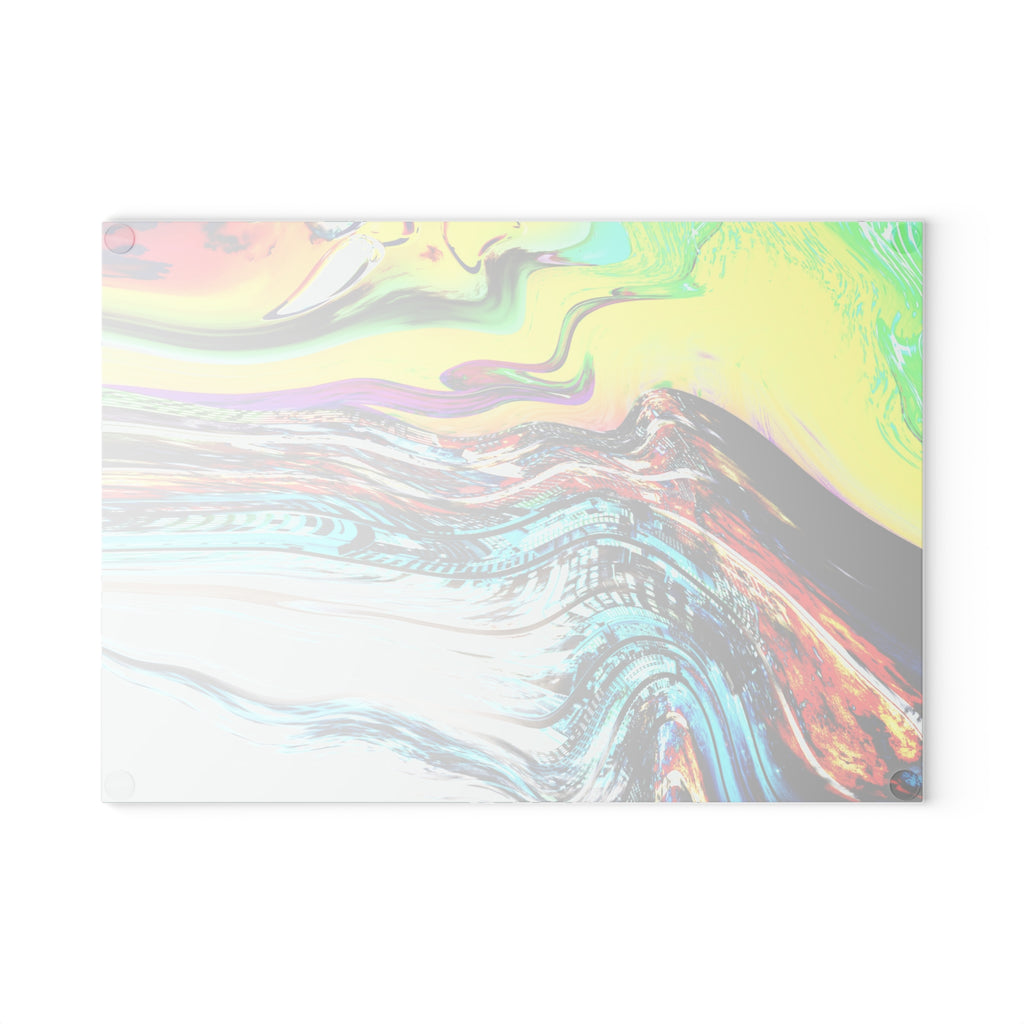 Slip And Slide Glass Cutting Board — Vibrant Marbleized Kitchen Prep Surface