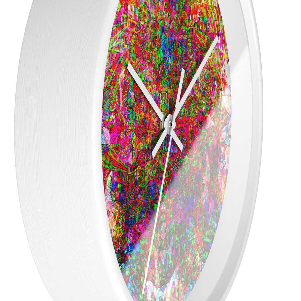 Neon Swirl Party Extravaganza Wall Clock — Colorful Psychedelic Art Timepiece
