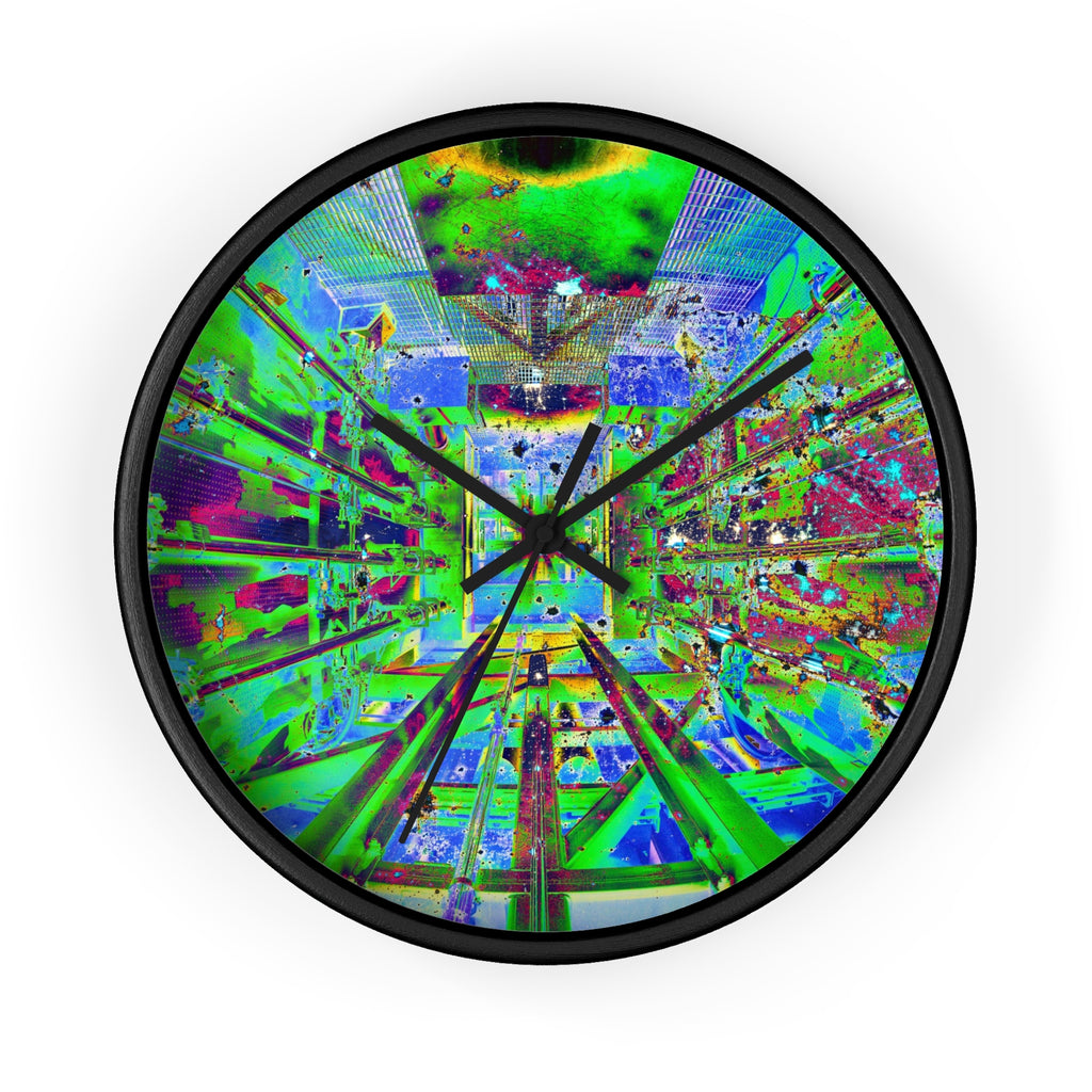 Hyperspace Room 22 Wall Clock — Abstract Retro Futurism Timepiece