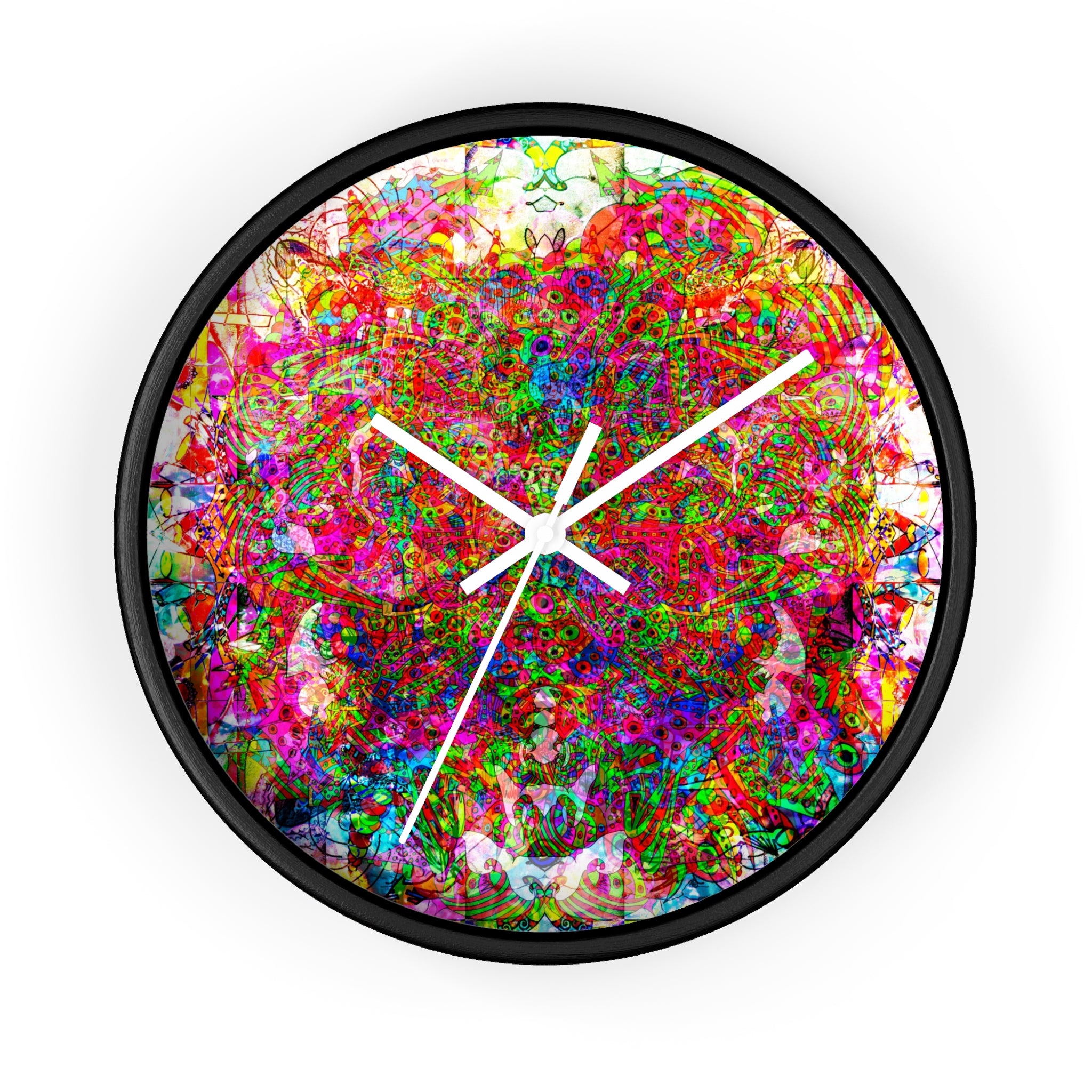 Neon Swirl Party Extravaganza Wall Clock — Colorful Psychedelic Art Timepiece