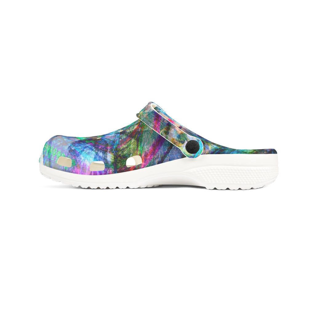 Mega Millionz Abstract Watercolor Garden Clogs — Colorful EVA Foam Slip-On Shoes