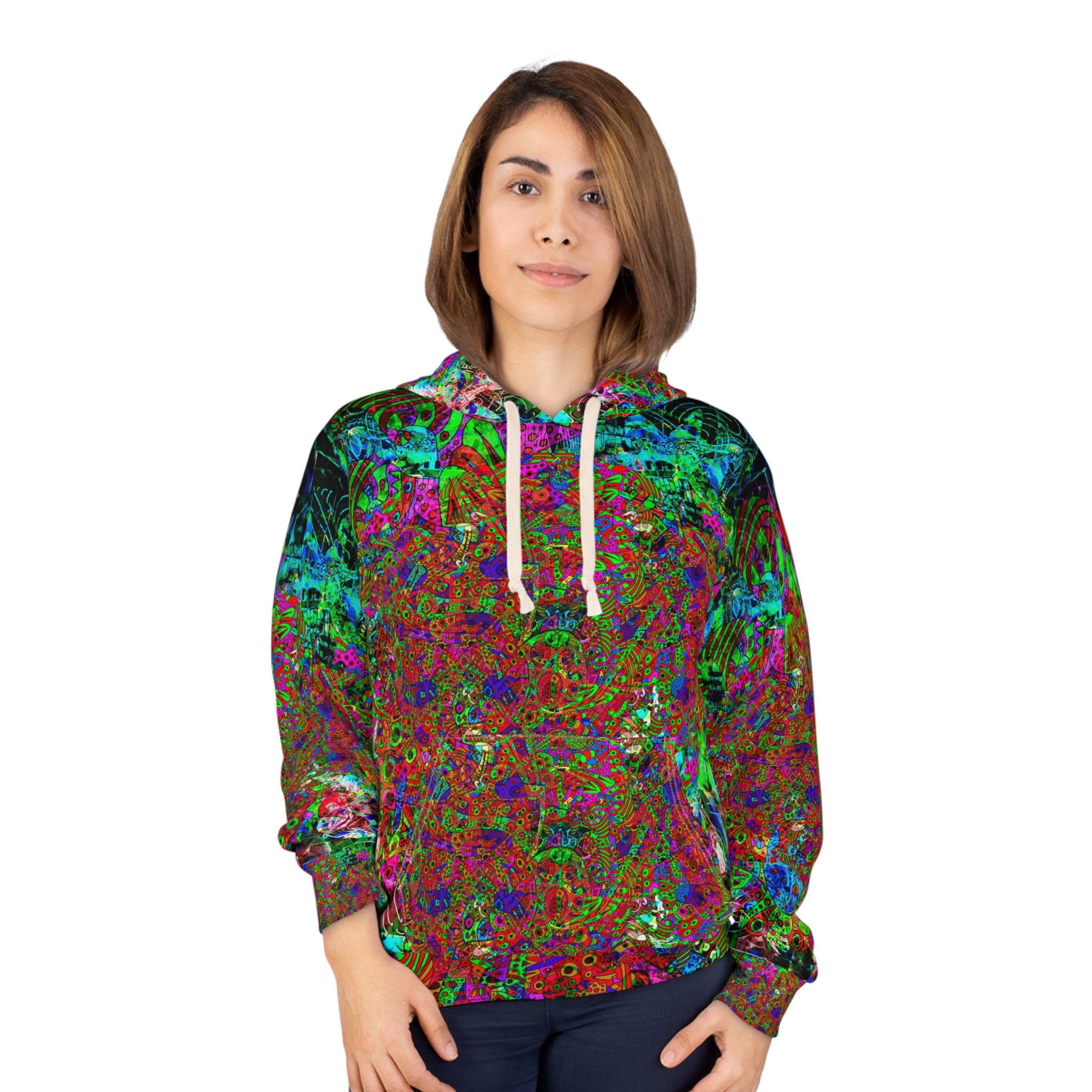 Neon Alien Blacklight Jungle Hoodie – Vibrant All-Over Print Pullover