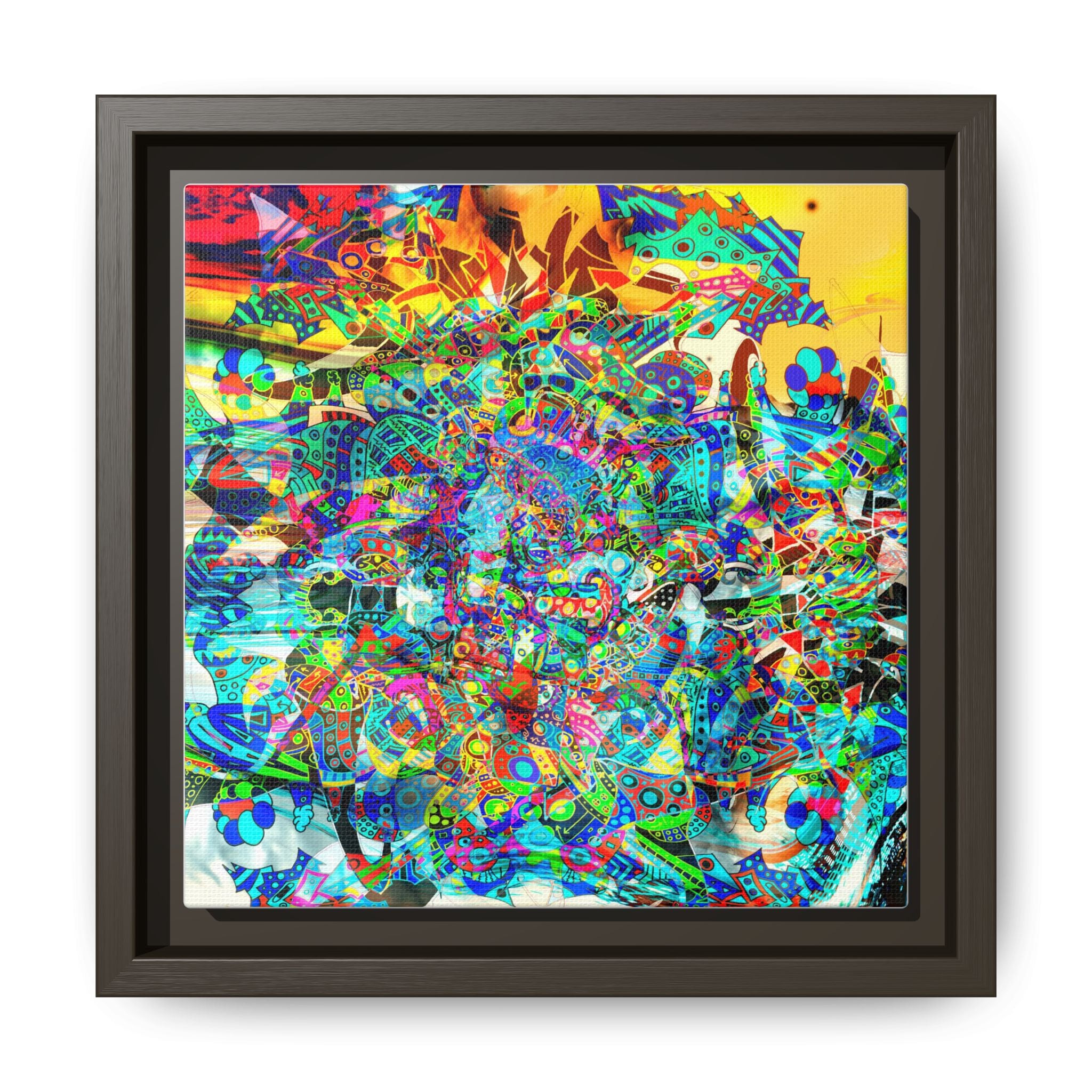 HYPERDIMENSIONAL SURFER - Framed Abstract Multi-Color Canvas Art — Vibrant Psychedelic Wall Decor
