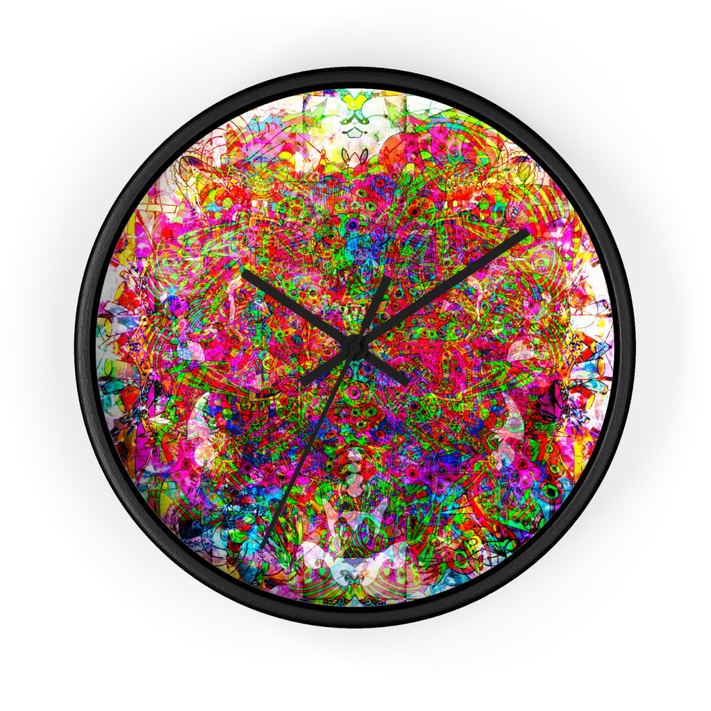 Neon Swirl Party Extravaganza Wall Clock — Colorful Psychedelic Art Timepiece