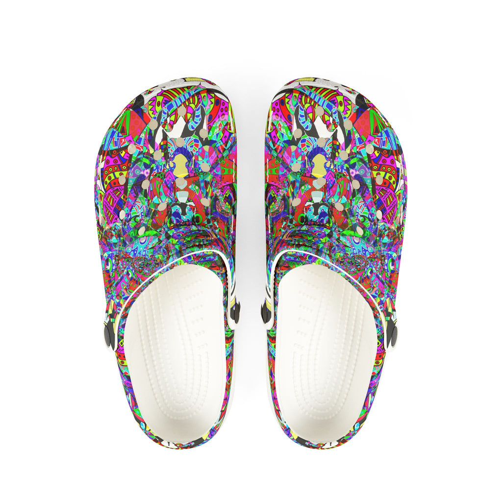 Neon Waffle Monster 12 Colorful Abstract Garden Clogs — EVA Foam Slip-On Shoes