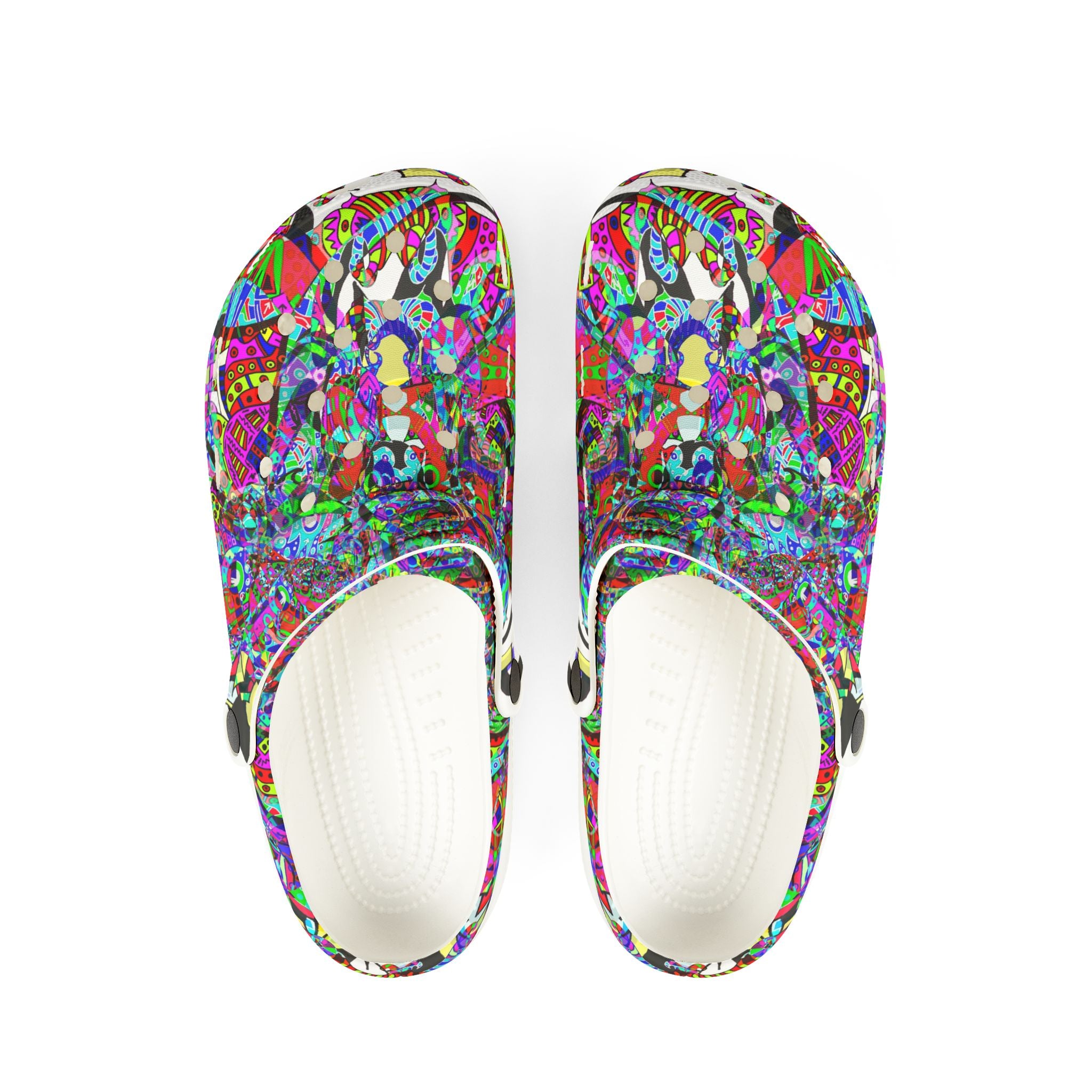 Neon Waffle Monster 12 Colorful Abstract Garden Clogs — EVA Foam Slip-On Shoes
