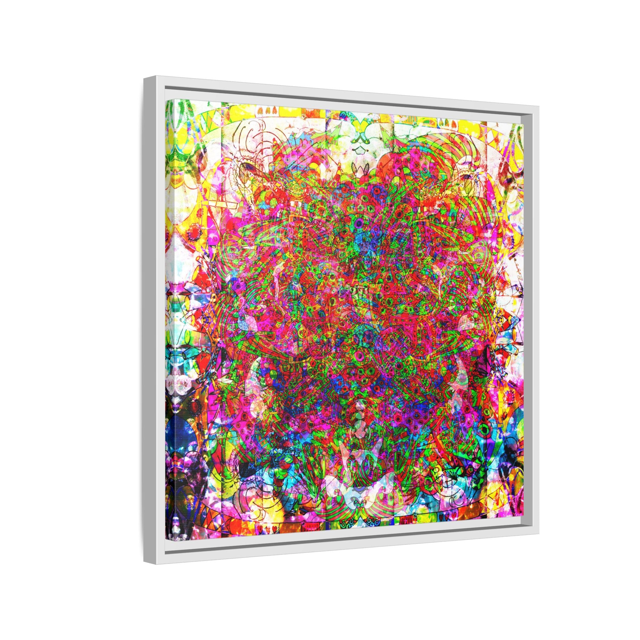 Neon Swirl Party Extravaganza Canvas Art — Vibrant Kaleidoscope Wall Print