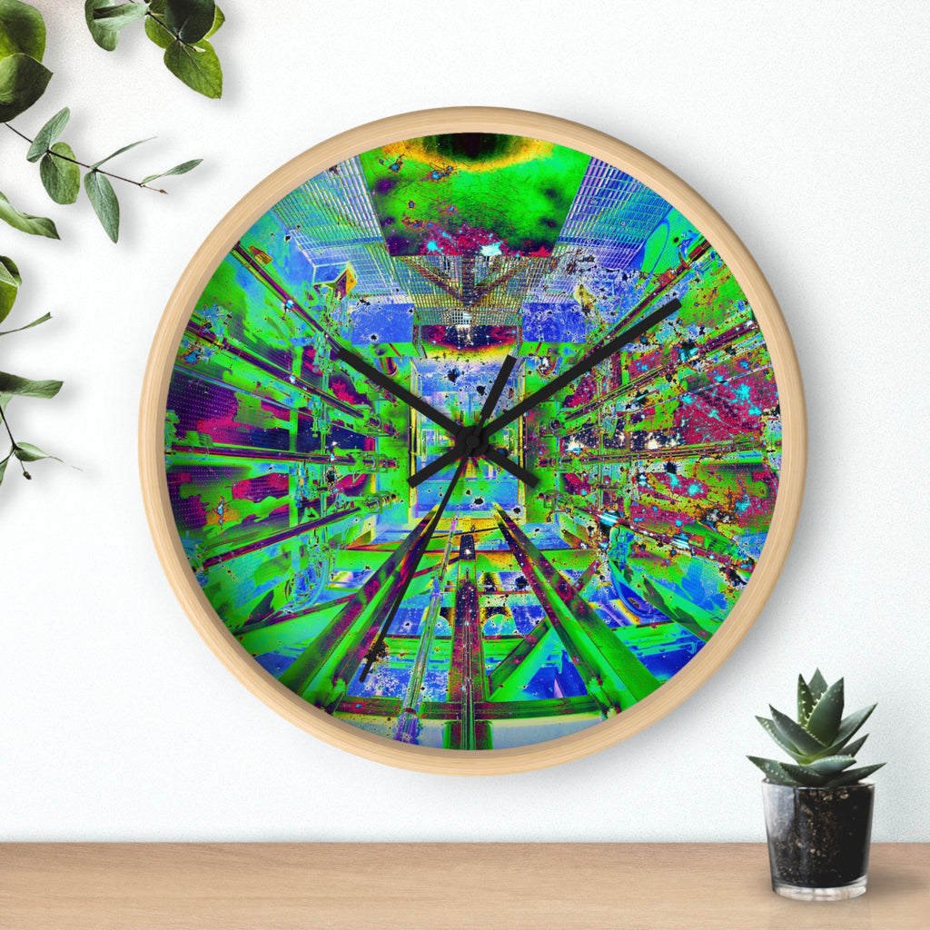 Hyperspace Room 22 Wall Clock — Abstract Retro Futurism Timepiece