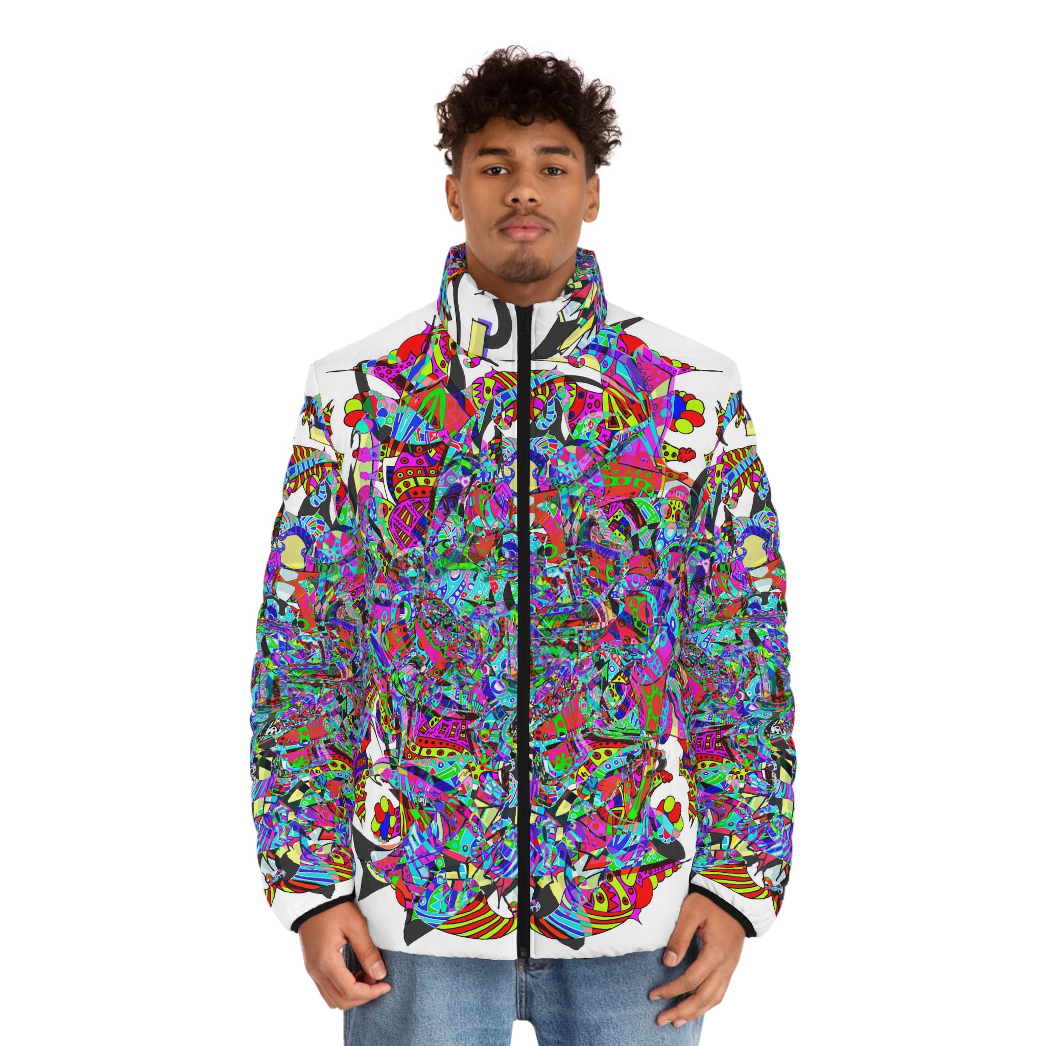 Neon Waffle Monster 12 Men's Puffer Jacket