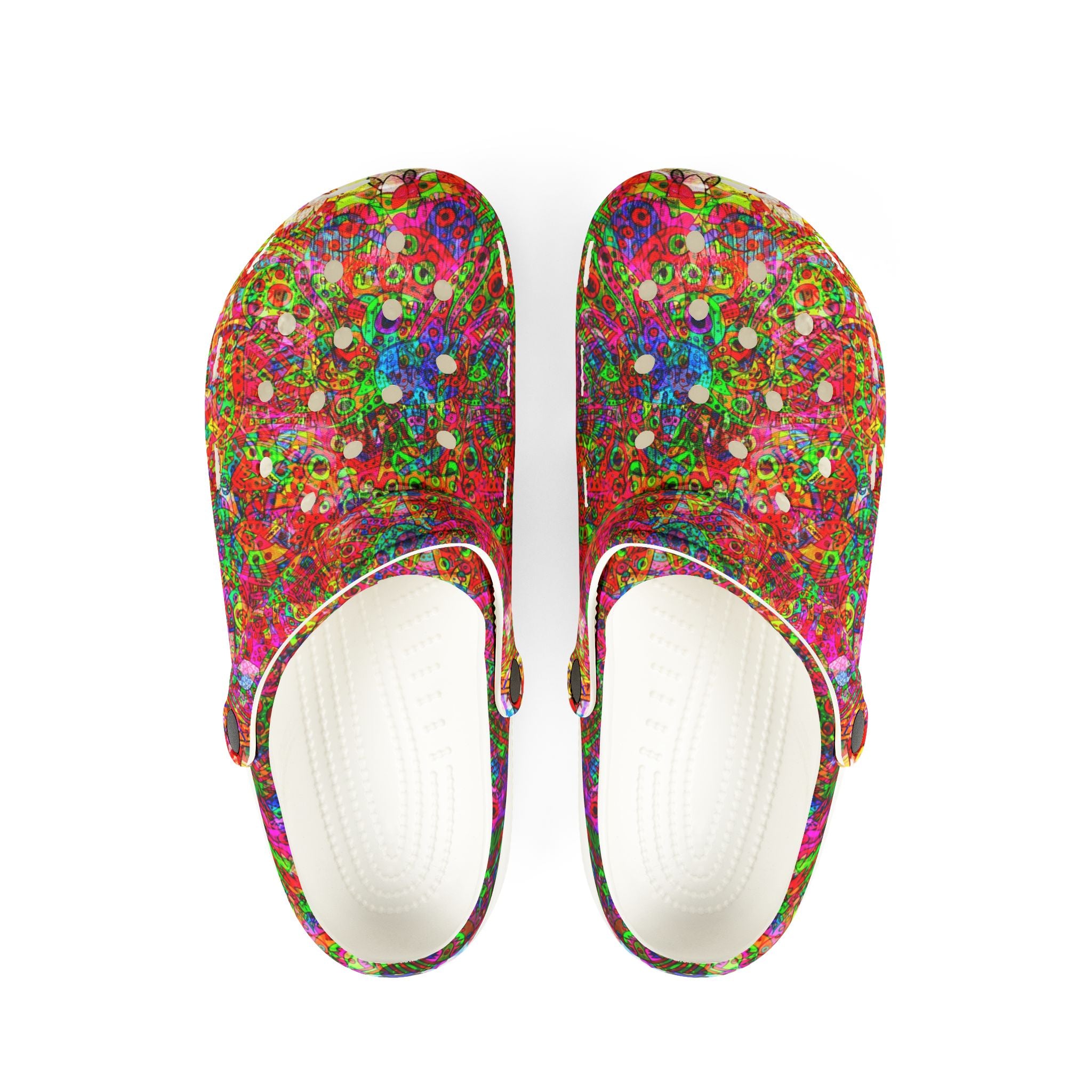 Neon Swirl Party Extravaganza - Colorful EVA Foam Clogs — Lightweight Rubber Slip-On Shoes