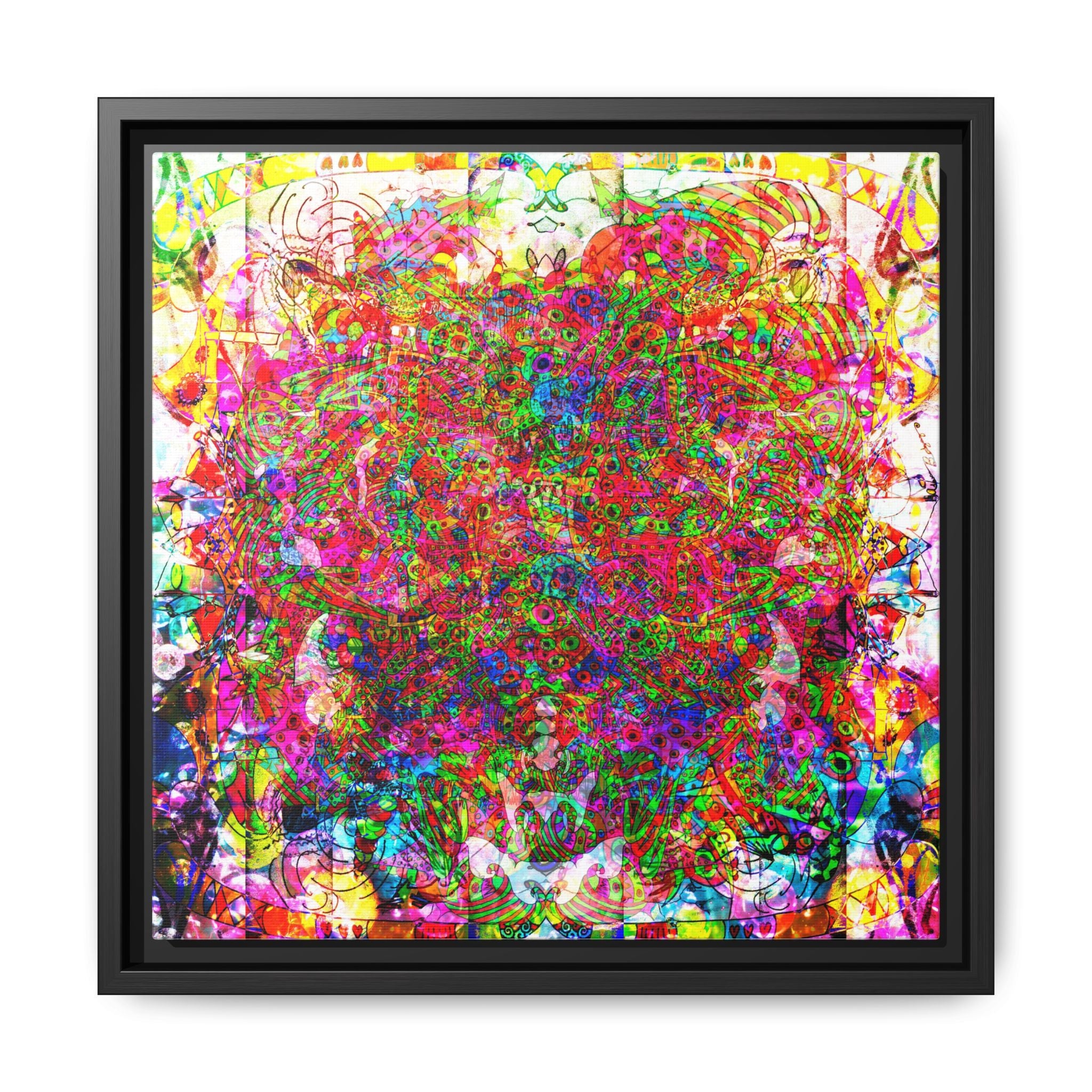 Neon Swirl Party Extravaganza Canvas Art — Vibrant Kaleidoscope Wall Print