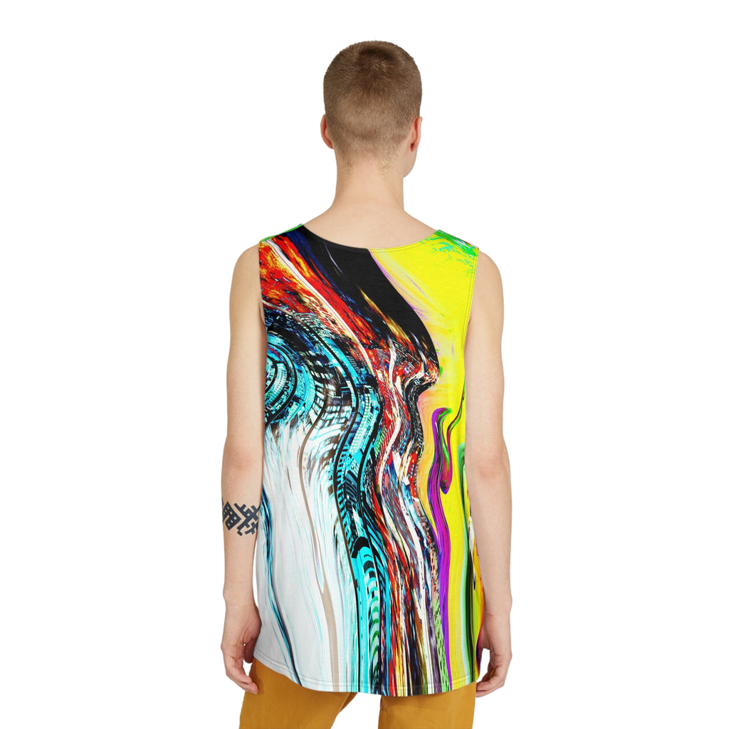 Slip And Slide - Abstract Neon Swirl Tank Top — Men's All-Over Print Festival Tank