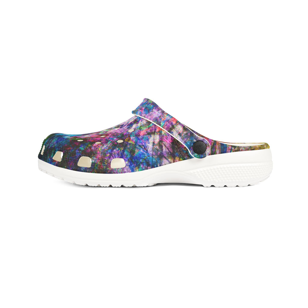 Space Shower 2 - Galaxy Confetti EVA Clogs — Colorful Slip-On Garden Shoes