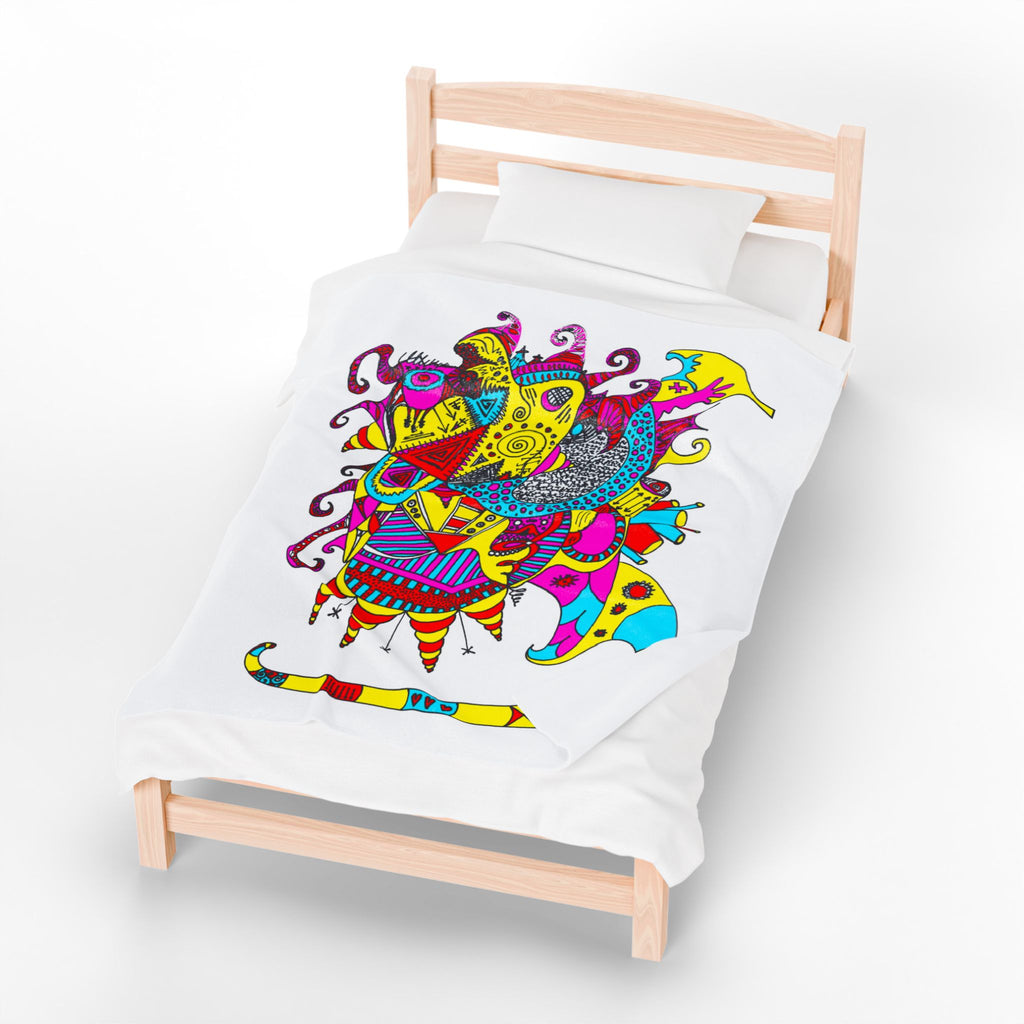 Neon Masquerade Plush Blanket — Bright Boho Throw
