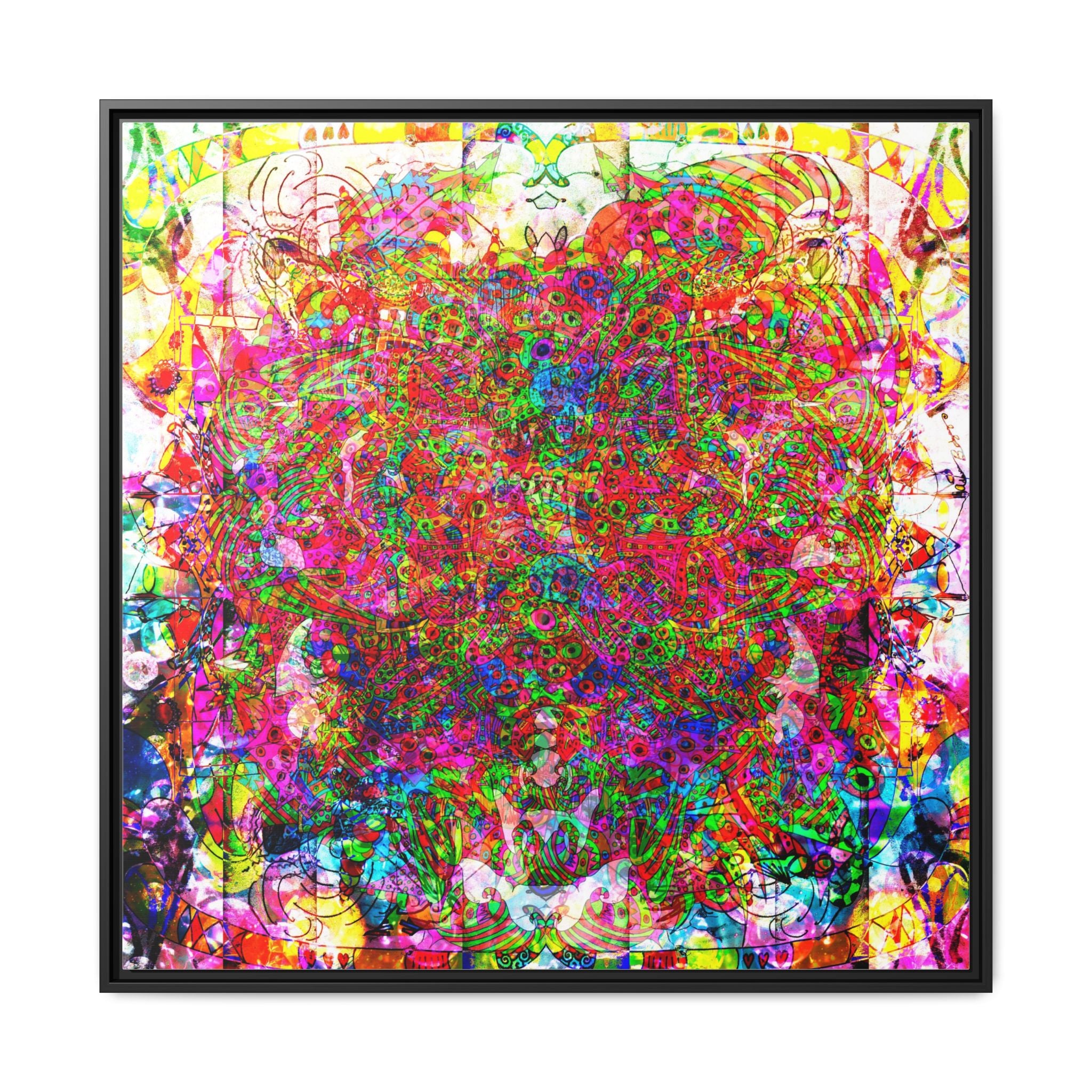 Neon Swirl Party Extravaganza Canvas Art — Vibrant Kaleidoscope Wall Print