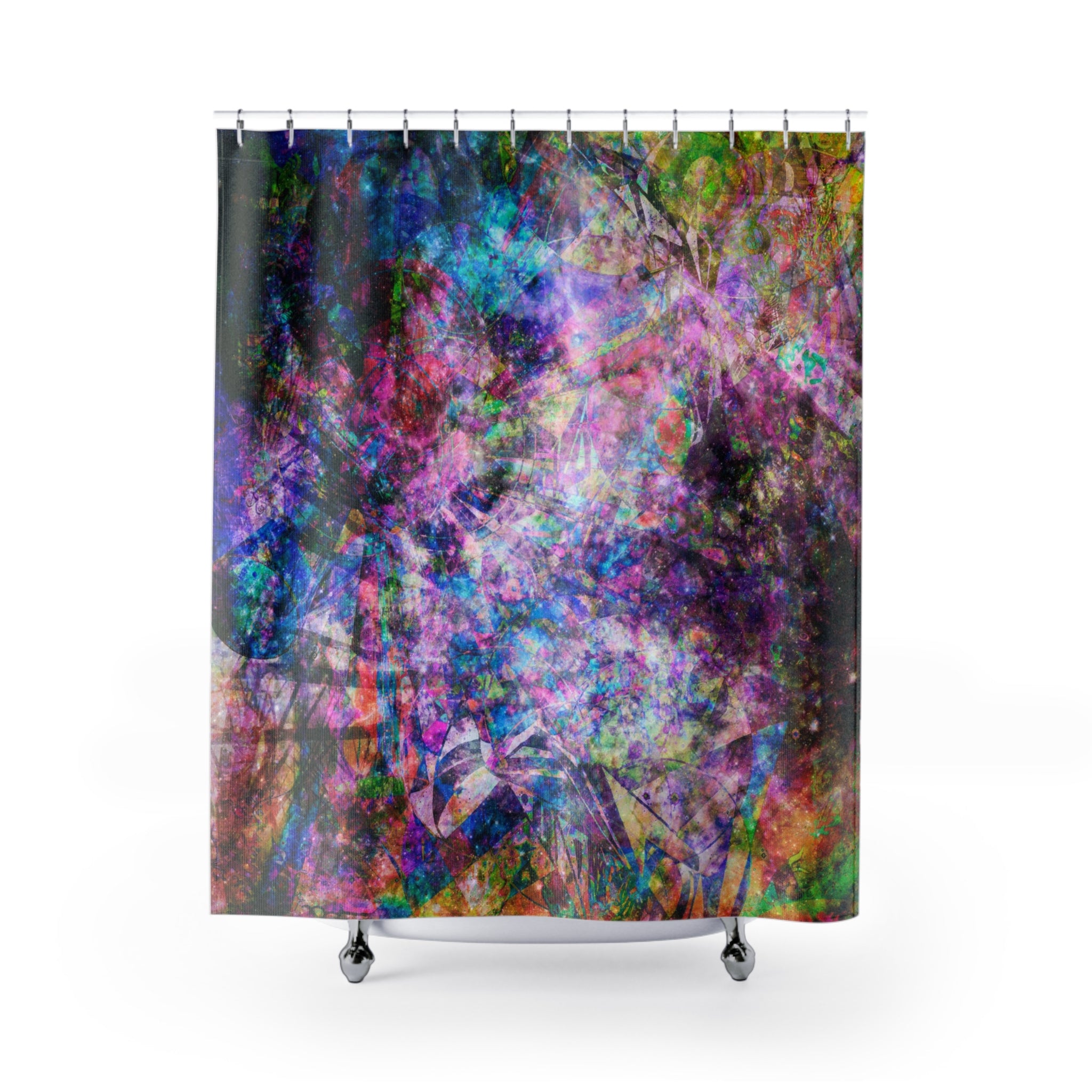 Space Shower 2 - Abstract Galaxy Shower Curtain — Colorful Nebula Bathroom Decor