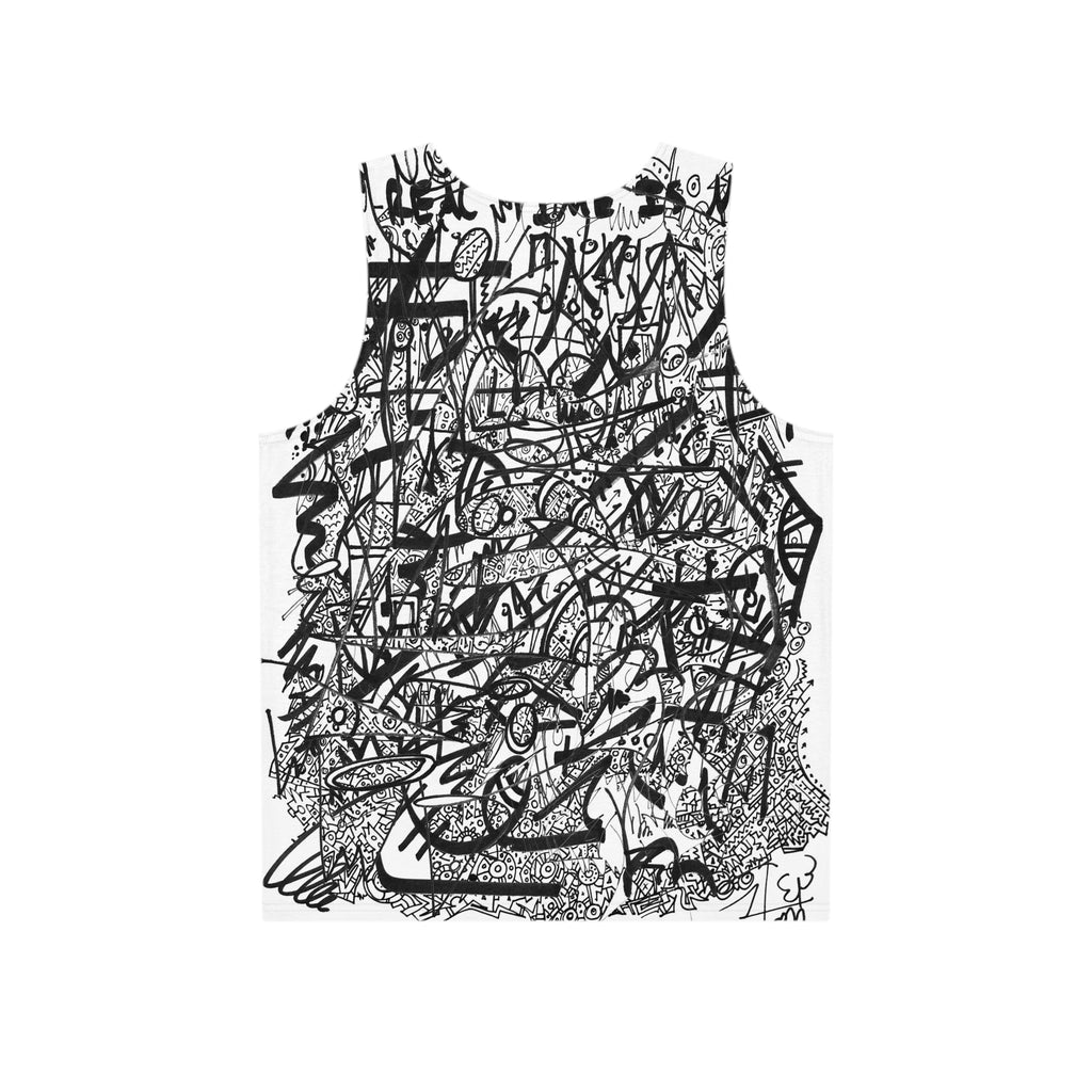 The Real Time Is Now 2017 - Abstract Graffiti Tank Top — Black & White Scribble Art All-Over Print