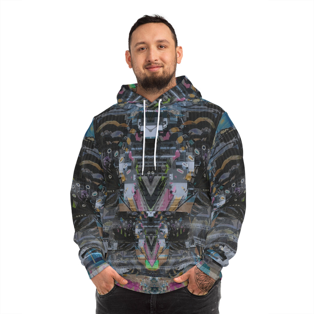 Novelty 131 - Abstract Urban Collage Hoodie — Symmetrical Graffiti AOP Pullover