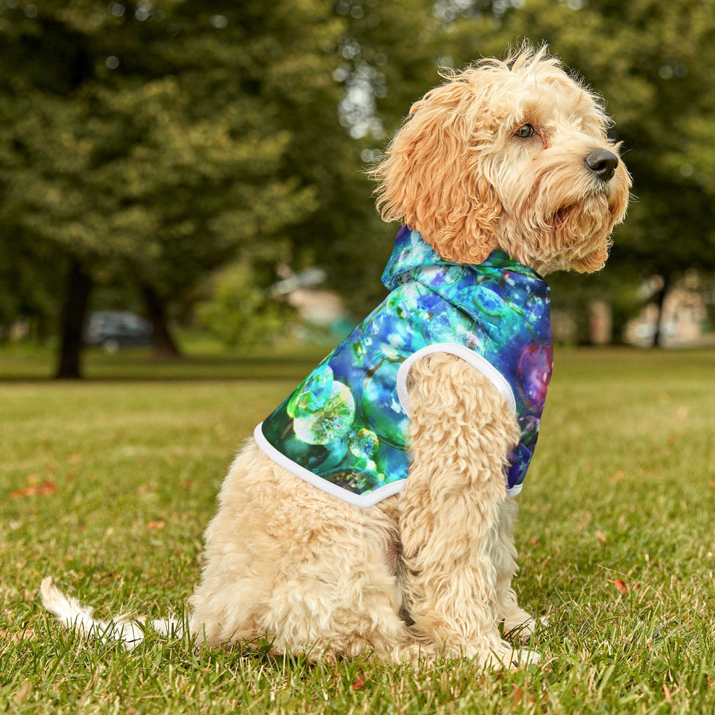 Bubbles Galore 7 Pet Hoodie — Aqua Blue Bubble Print Dog & Cat Hoodie
