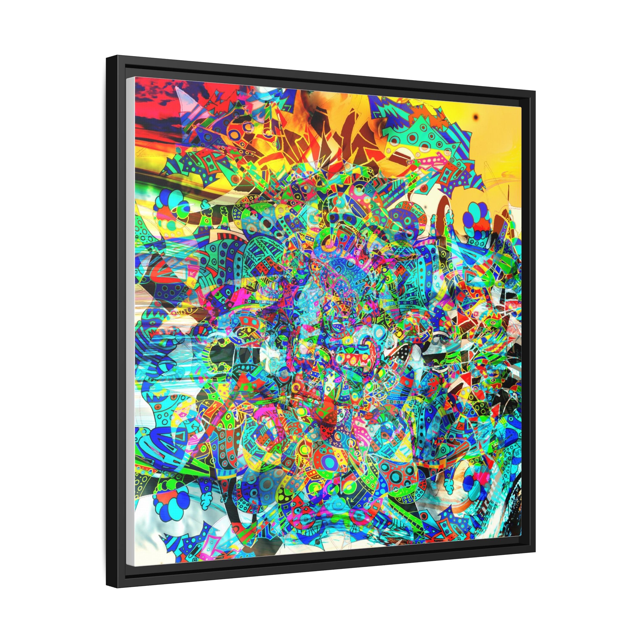 HYPERDIMENSIONAL SURFER - Framed Abstract Multi-Color Canvas Art — Vibrant Psychedelic Wall Decor
