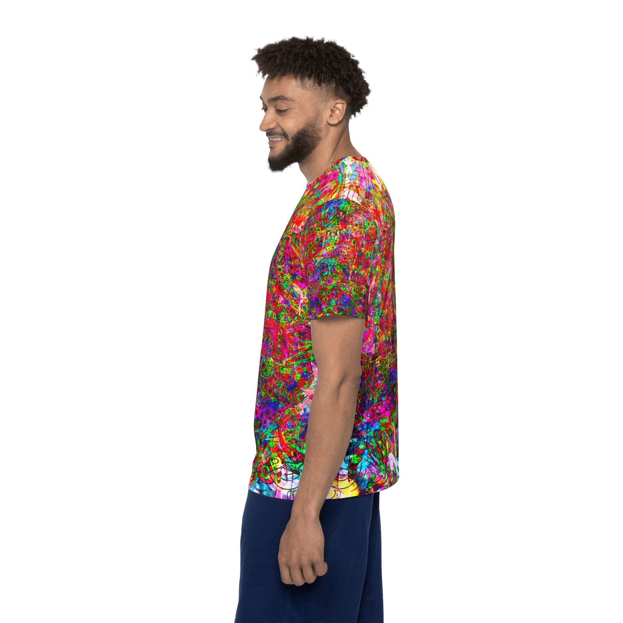 Neon Swirl Party Extravaganza - Psychedelic Floral All-Over Print Jersey